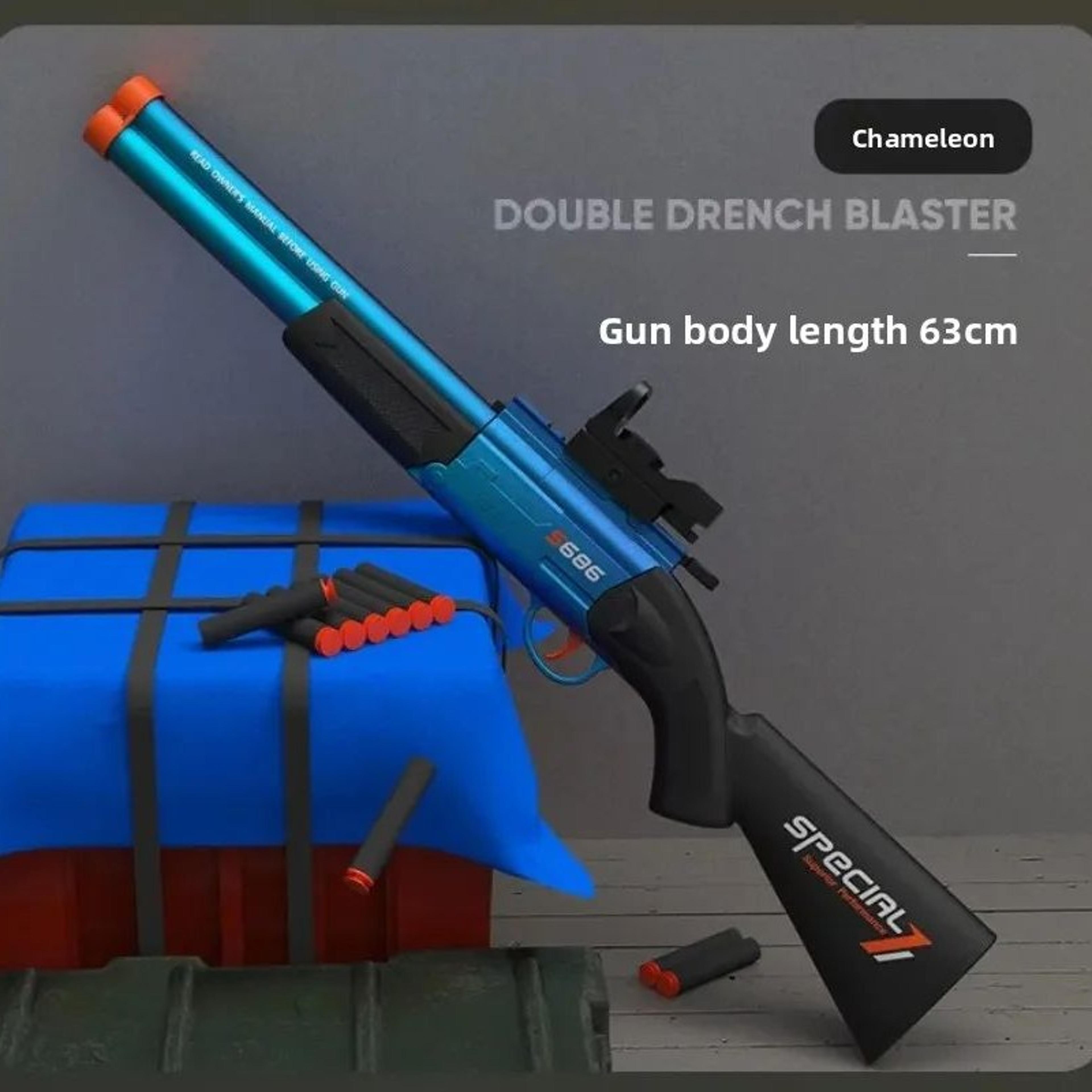 double barrel toy rifle – manual soft bullet launcher for outdoor target games, role play & adult gift fun