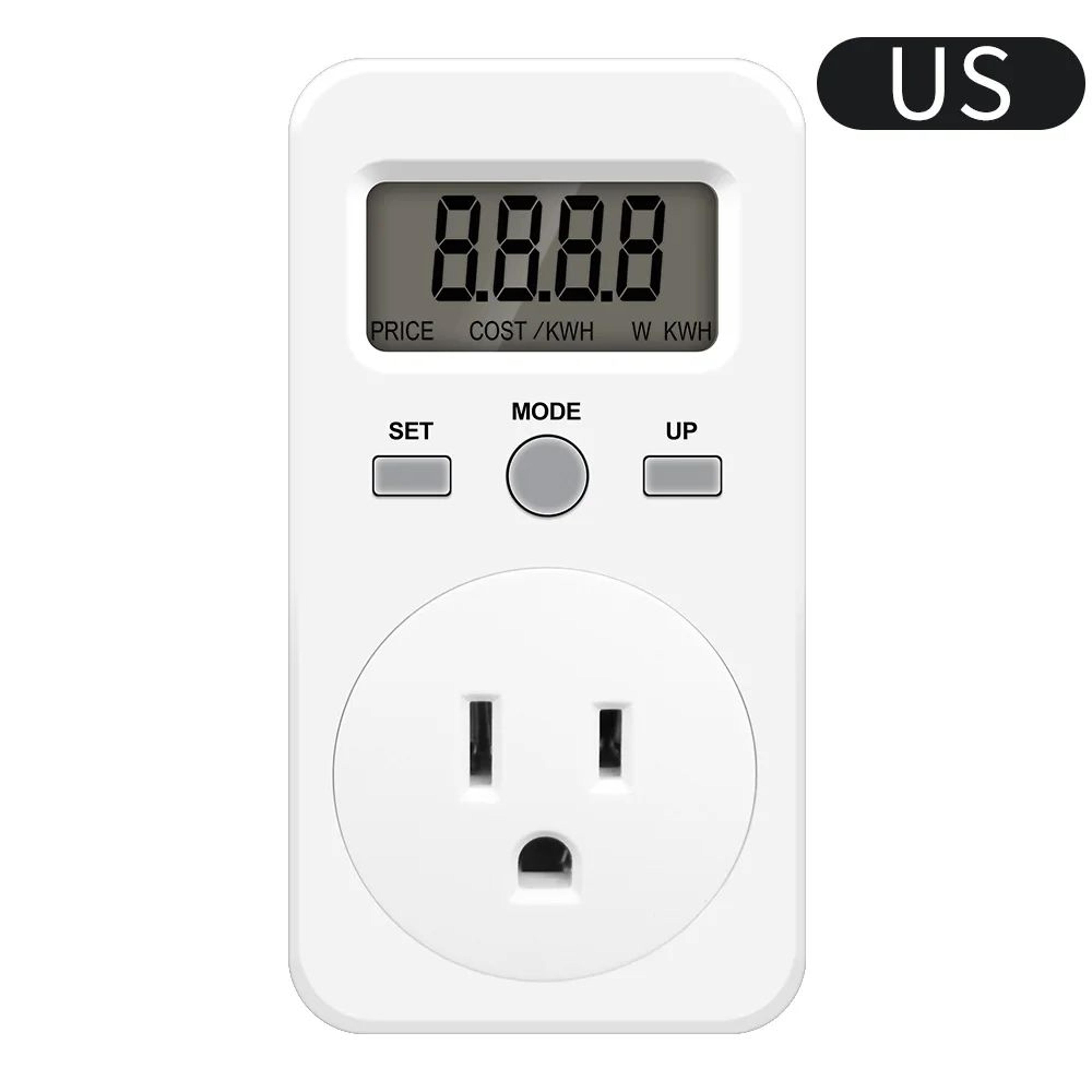 digital electricity usage monitor – 16a plug-in watt voltage power consumption cost energy meter with lcd display