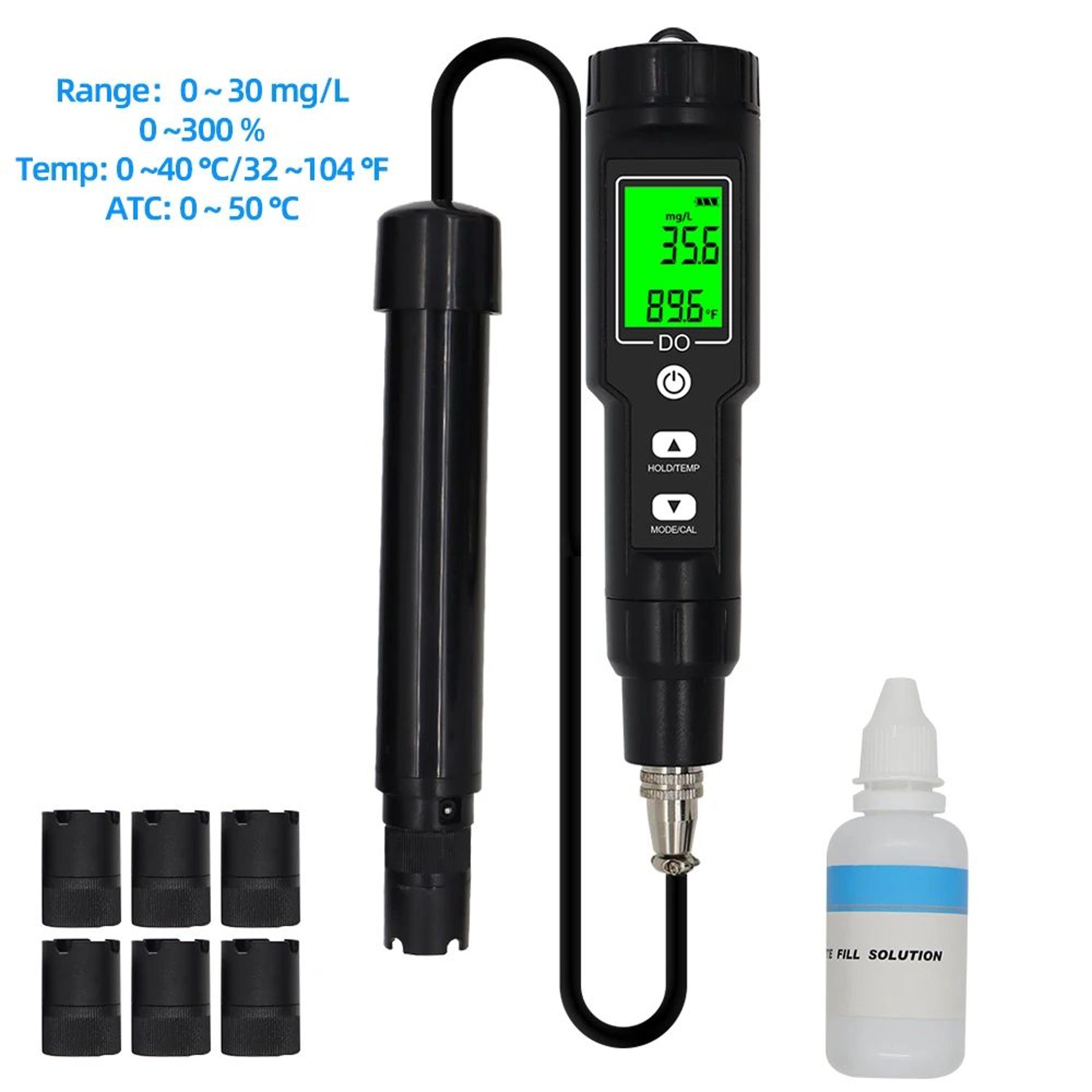 digital dissolved oxygen meter – 0-30 mg/l do tester with ip67 waterproof design, atc & temperature detection