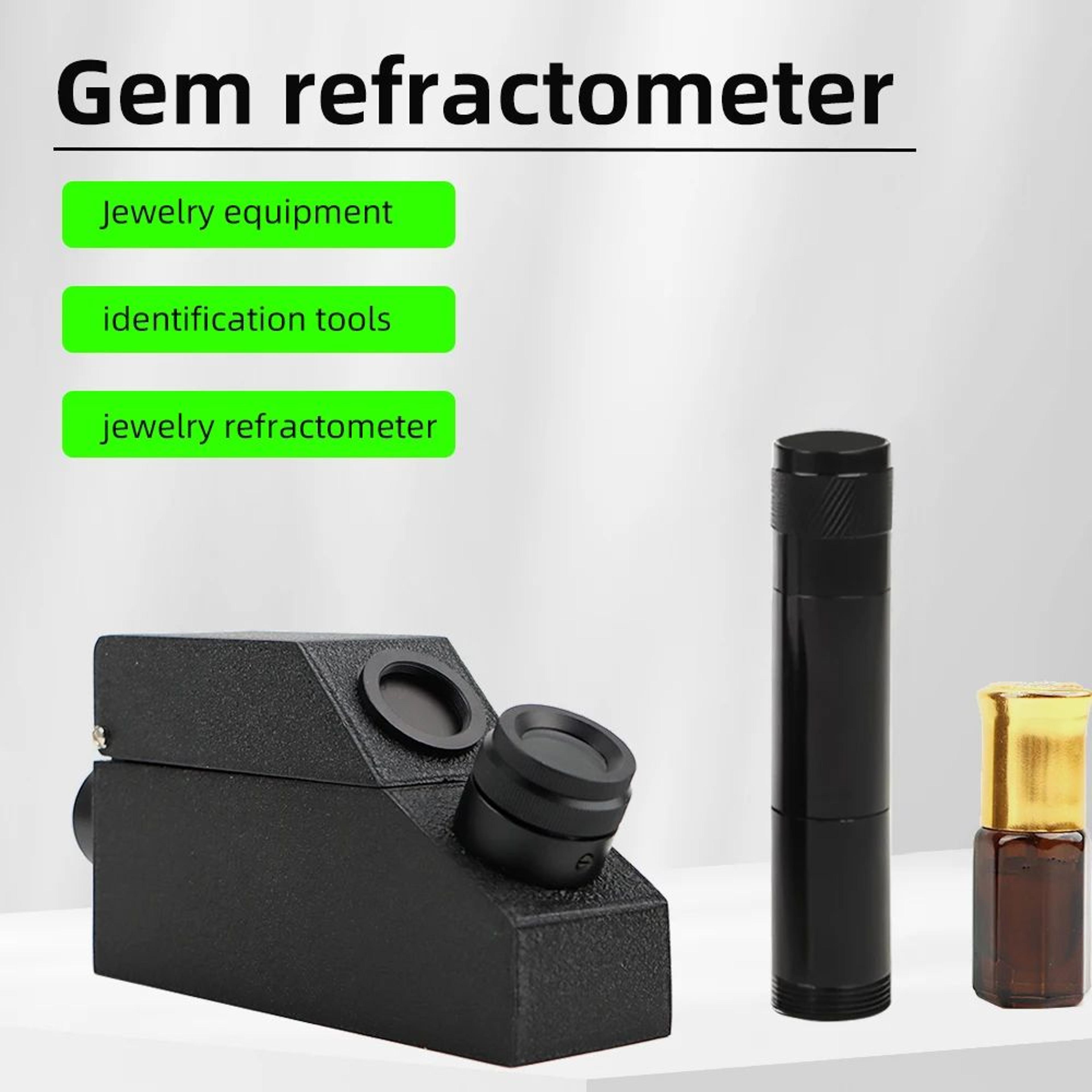 professional gemstone refractometer – 1.30-1.81 ri jewelry emerald zircon tester with led light & 0.11 fl oz oil