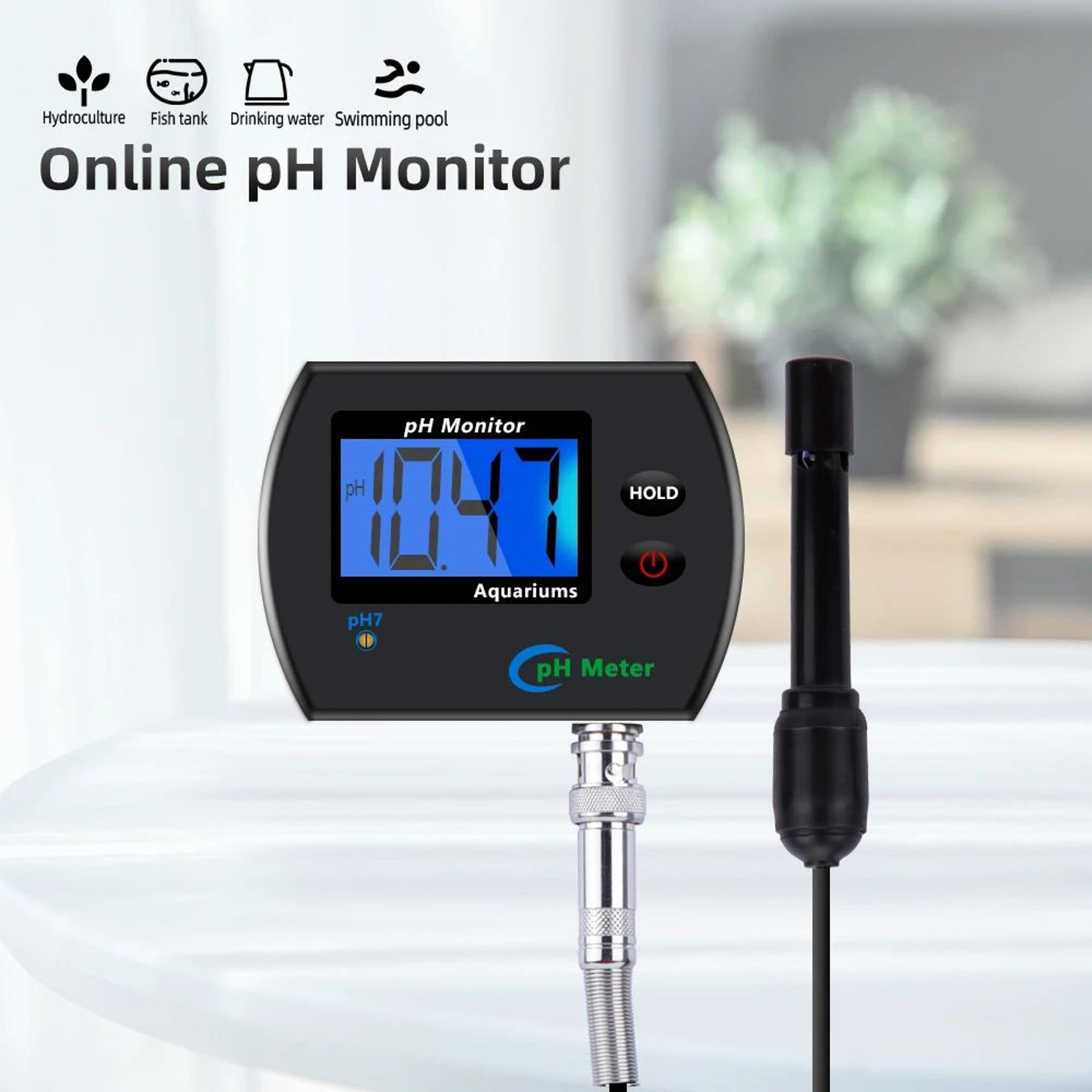 professional digital ph meter – accurate online water quality monitor with temperature compensation for aquarium use