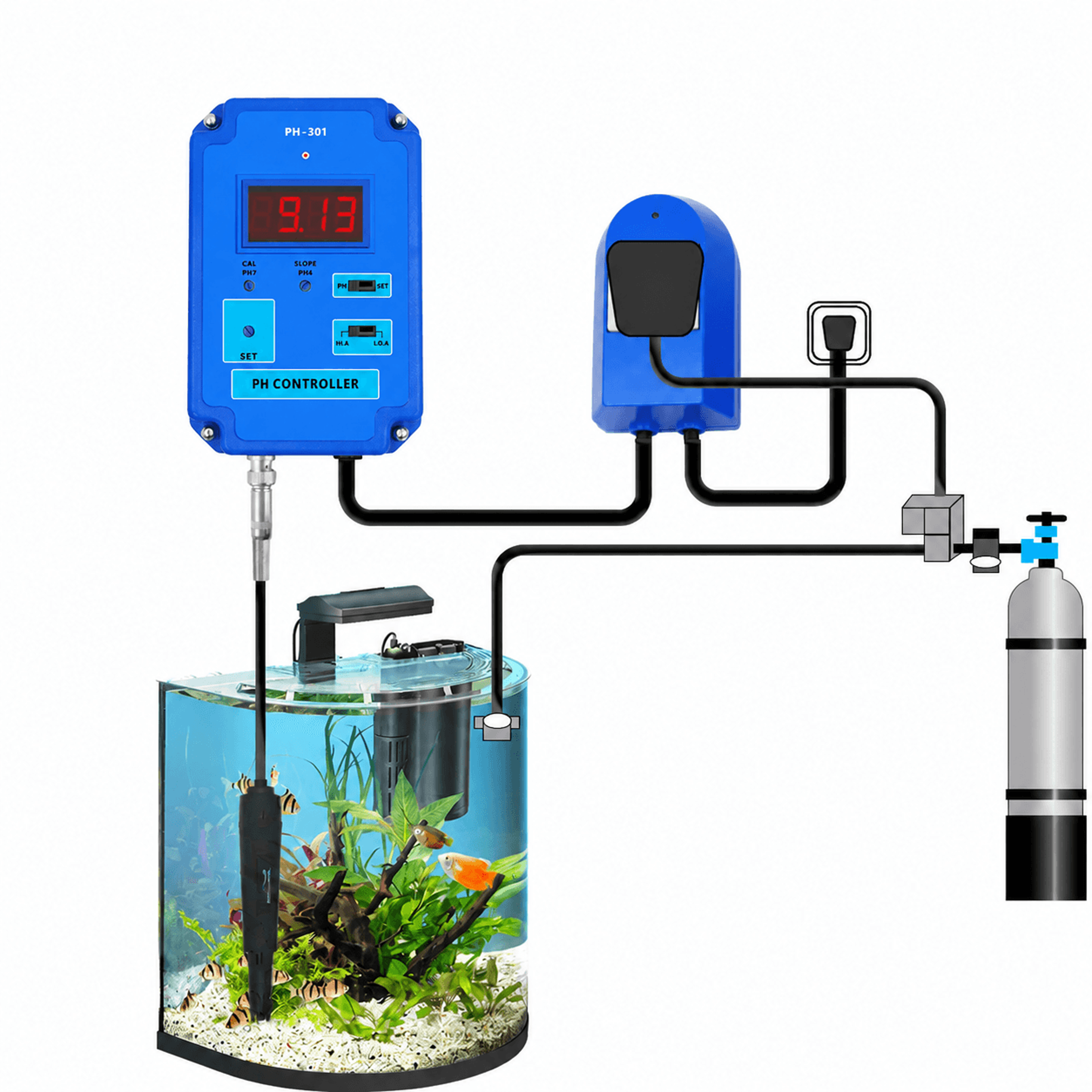digital ph controller – heavy duty water acidity tester with hi/lo action, led display & electrode for aquarium pool