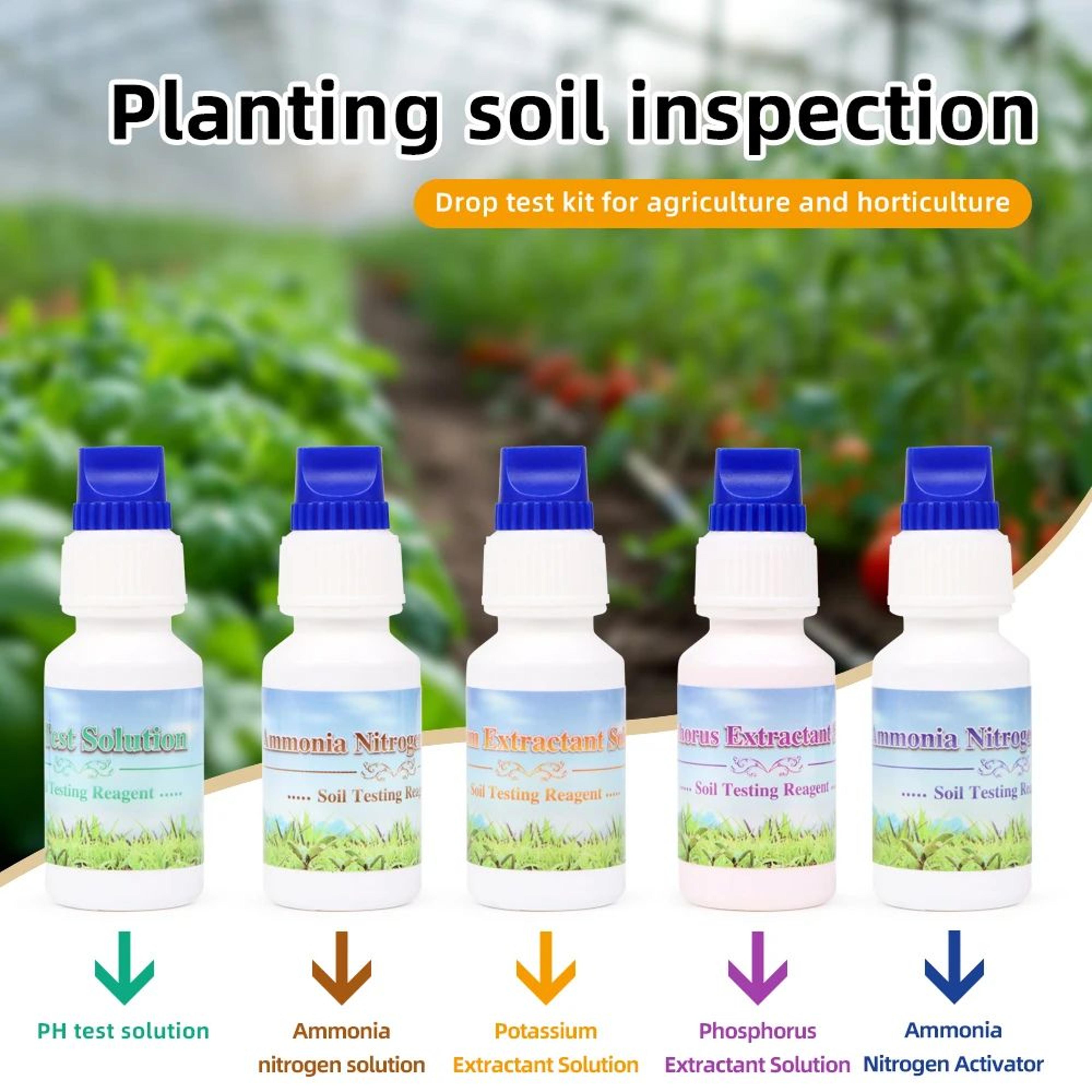 4-in-1 soil test solution kit – ph nitrogen phosphorus potassium nutrient tester for gardening agriculture plants care