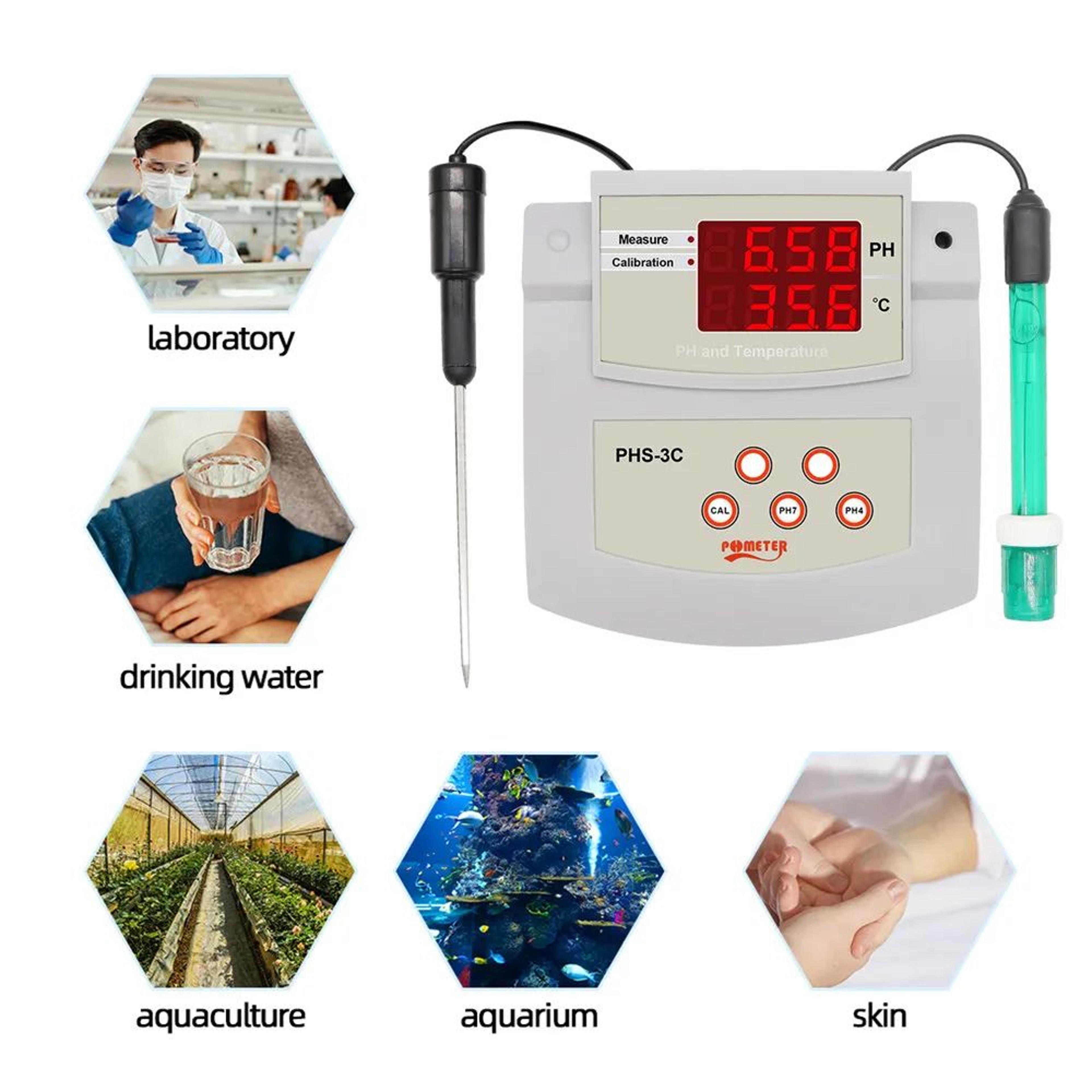 2-in-1 digital ph & temperature meter – 0.01 ph desktop water quality tester with auto calibration & eu plug