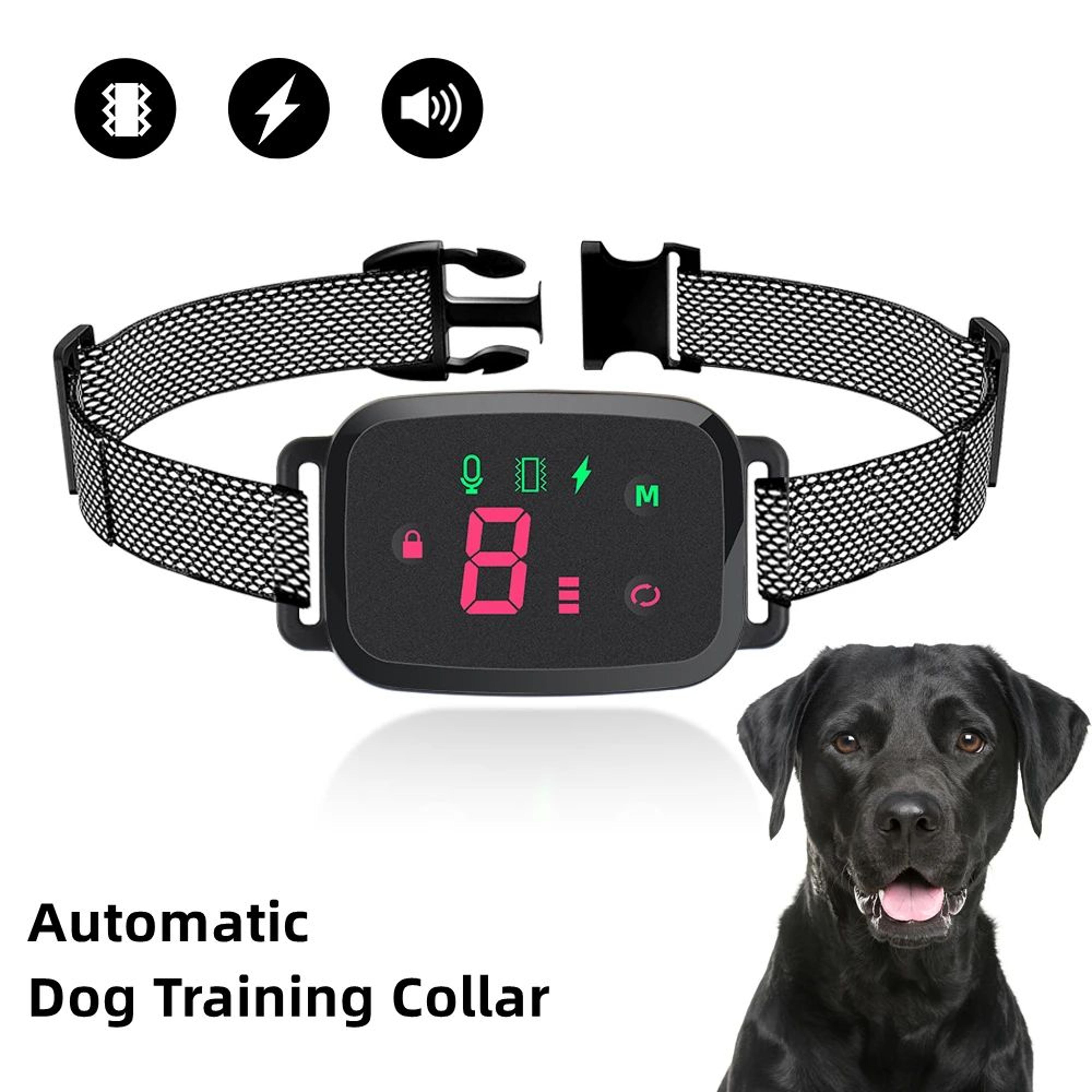 automatic dog bark training collar – smart hd digital display no remote bark stopper with sound vibration shock 4 modes