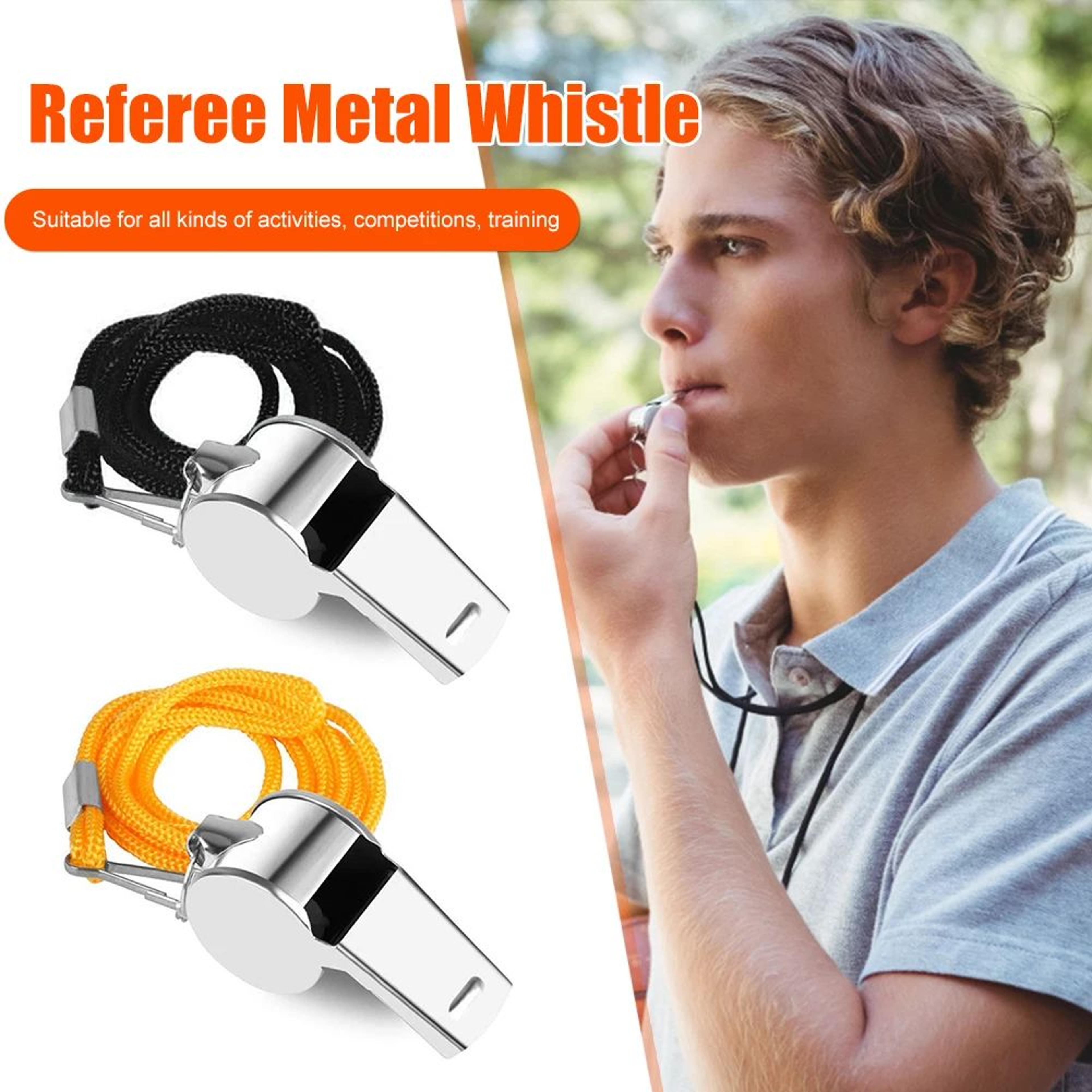 metal referee whistles – loud sports whistle with neck rope for soccer football basketball rugby training
