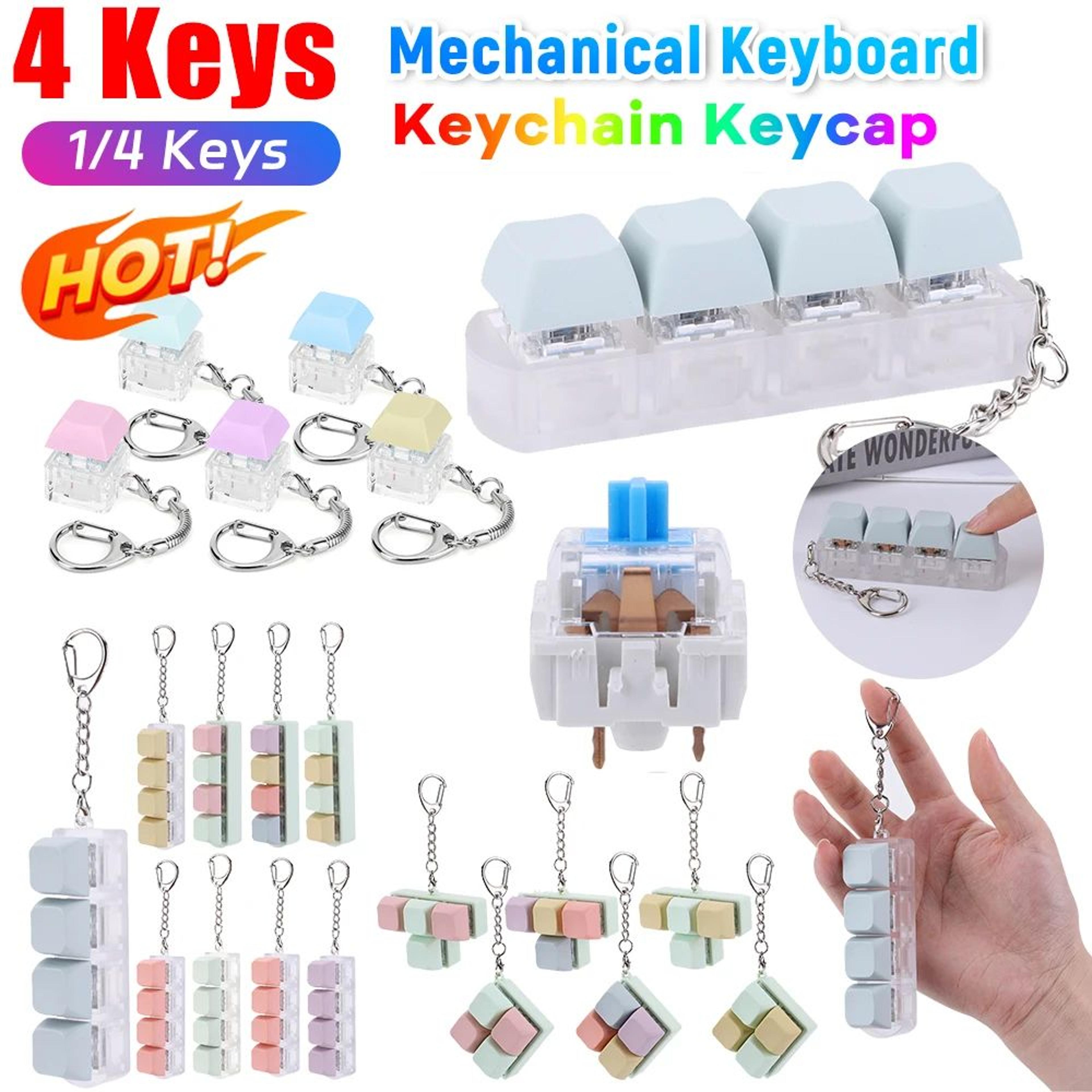 4-key keyboard fidget keychain – clicky stress relief key caps pocket toy with tactile switches for adults & keyboard fa