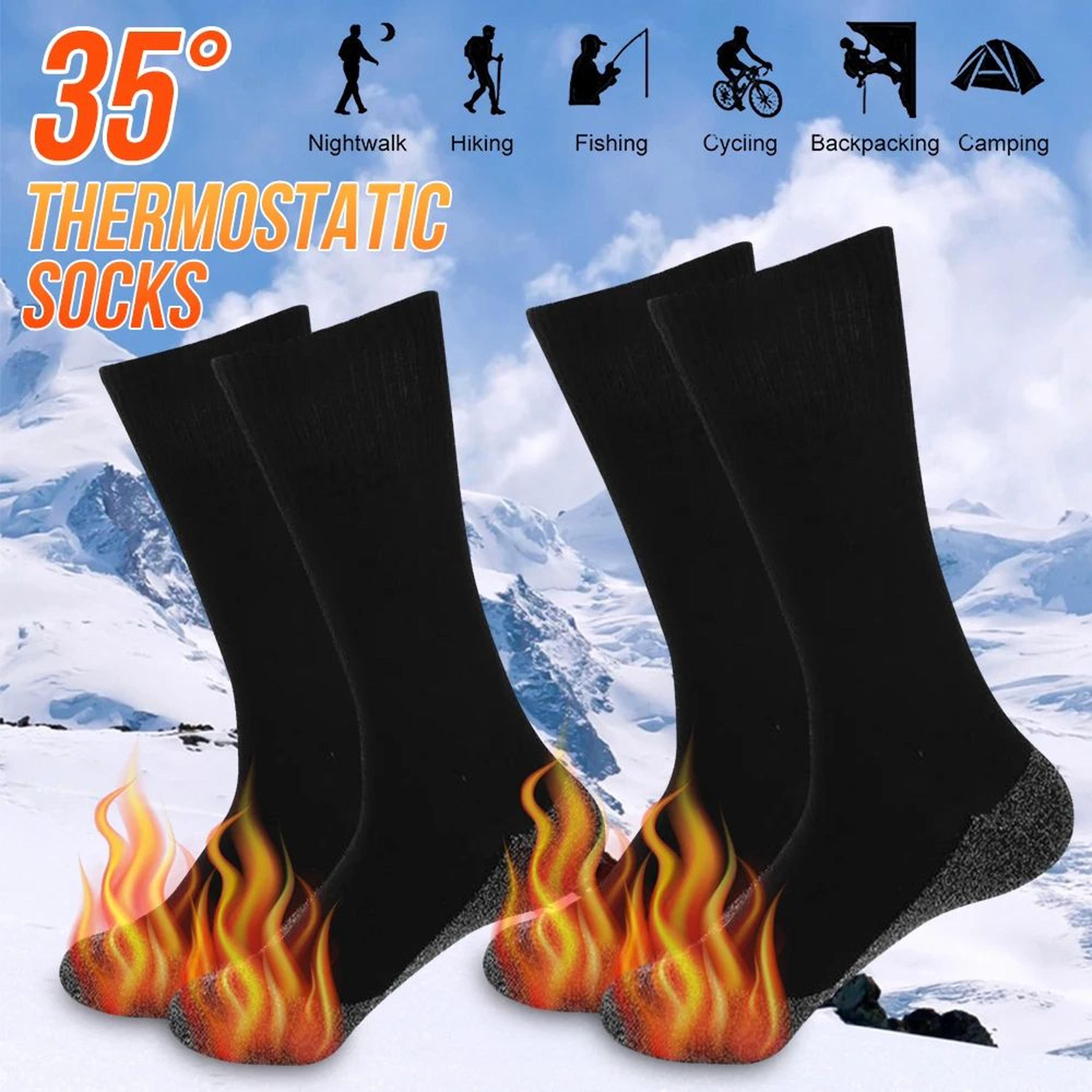 self-heating thermal socks – thick warm anti-slip knee-high foot warmers for men & women, skiing hiking winter wear