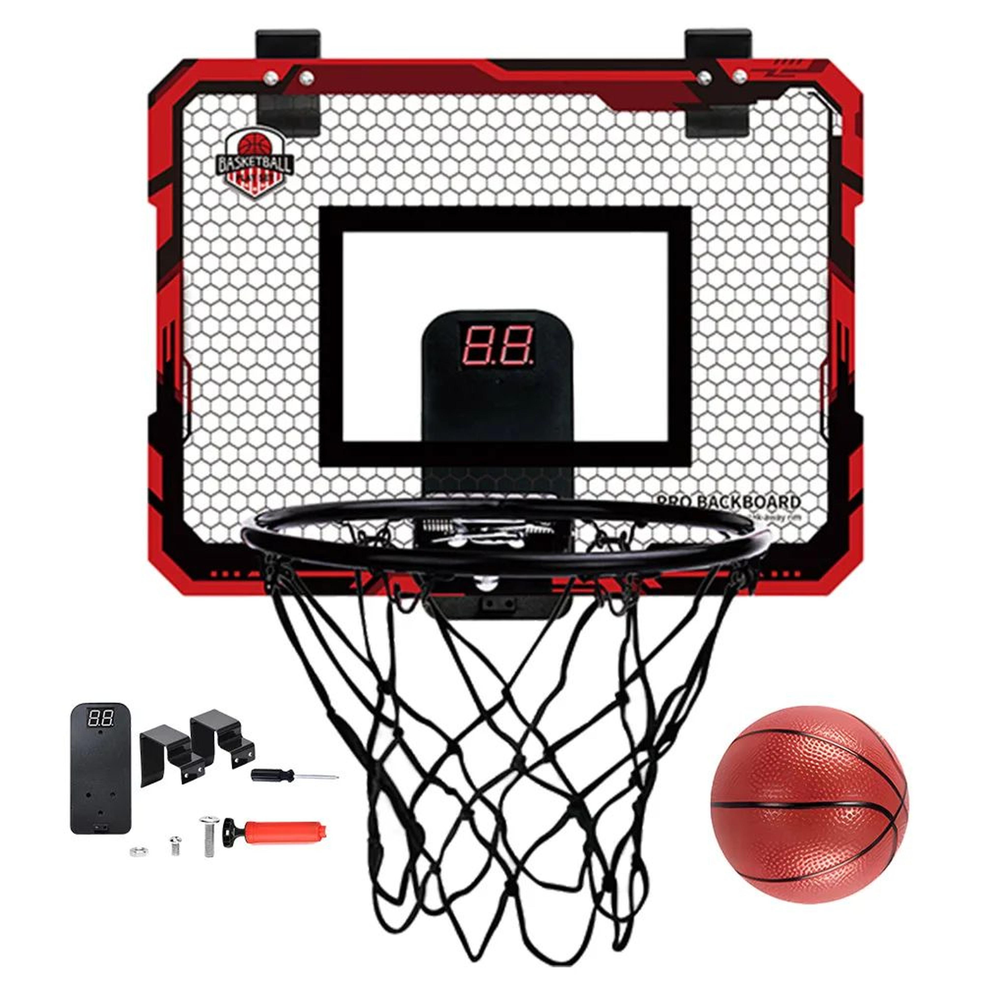 kids mini basketball hoop set – 15.75 x 11.81 in wall-mounted indoor door rim with ball scorer pump & dunking design