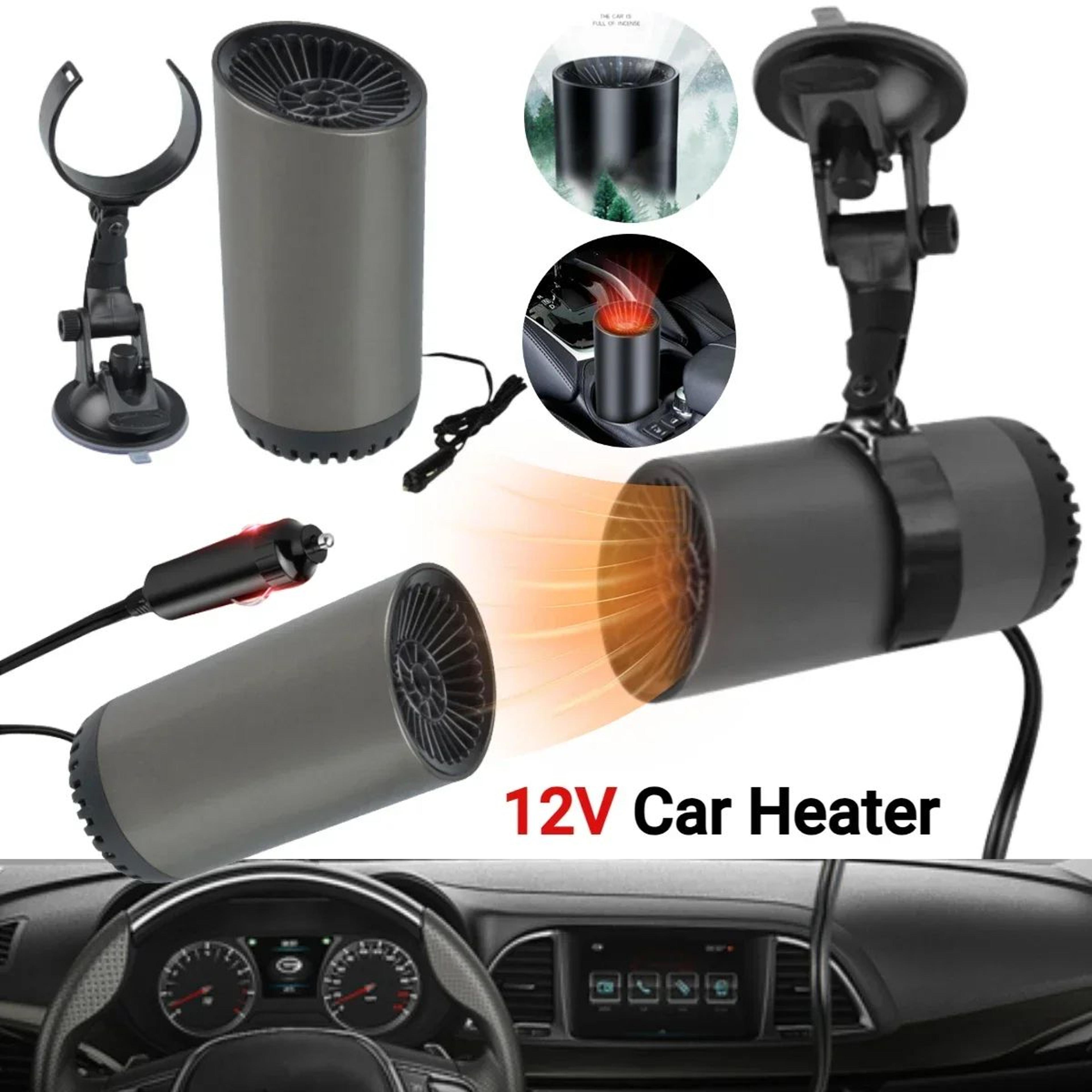 12v 150w car heater – windshield defogger defroster heating cooling fan with cigarette lighter plug for cars & trucks