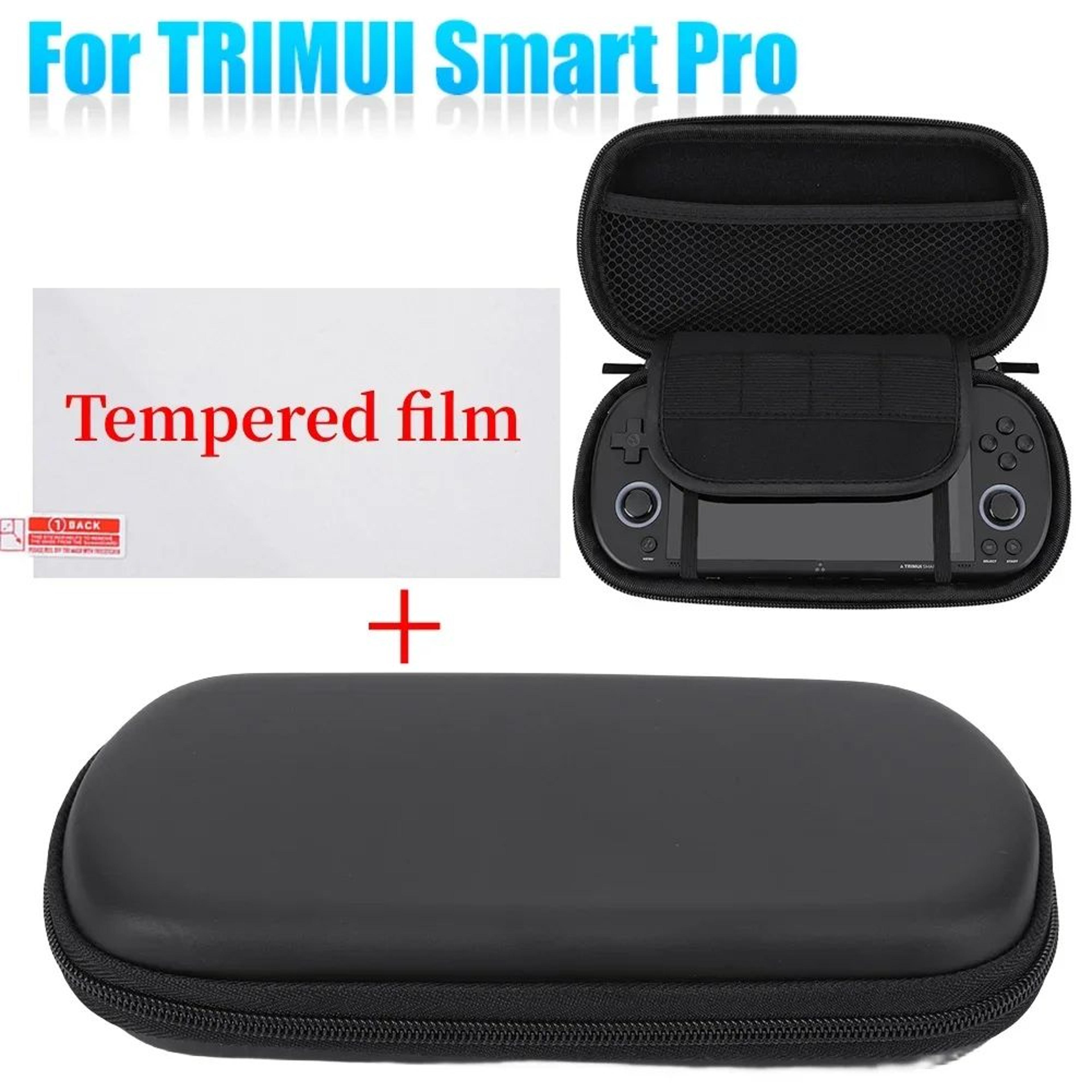 eva hard carrying case for trimui smart pro – shockproof travel storage bag with carabiner & tempered glass protector