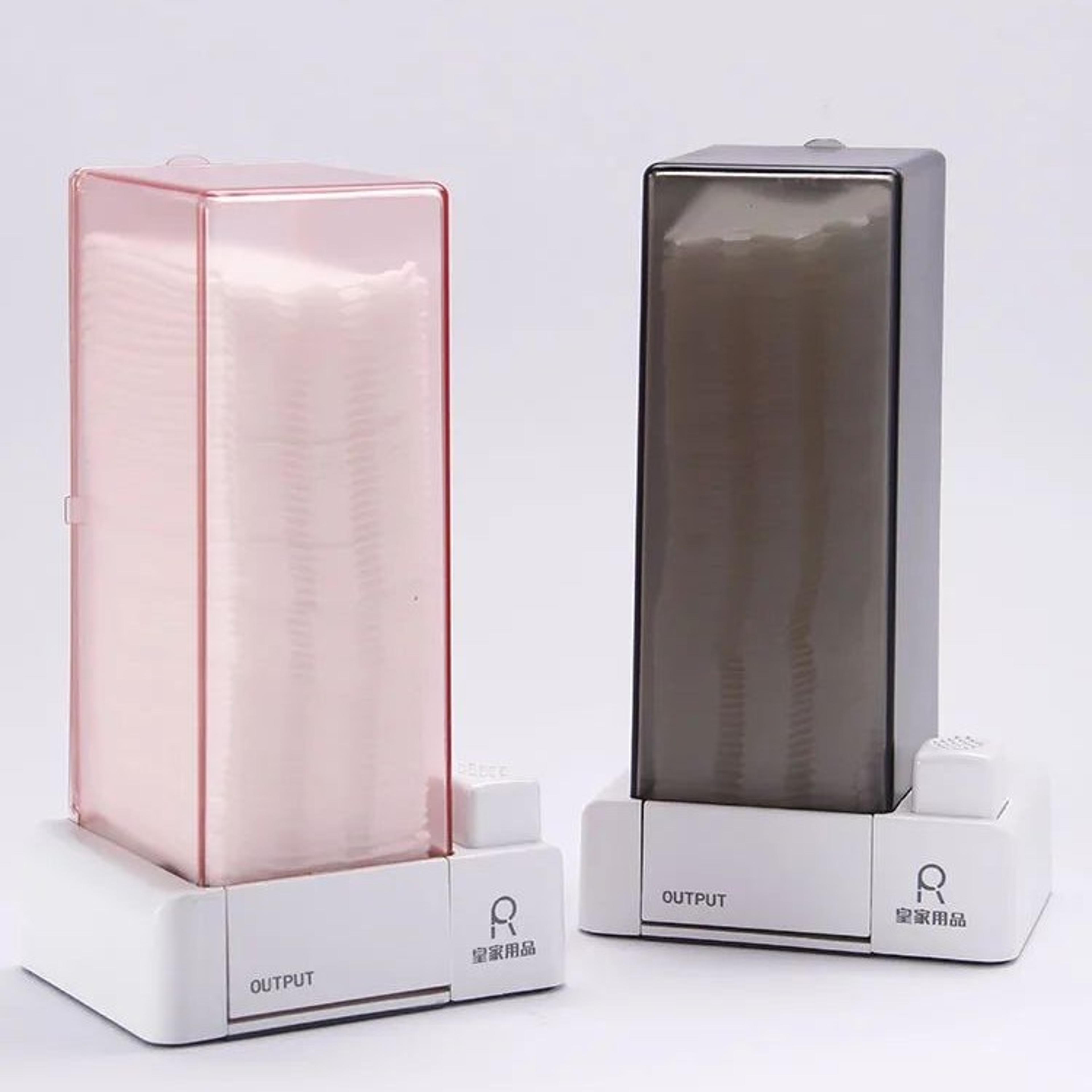 wall mount cotton pad dispenser – automatic press-out makeup organizer for cotton squares, nail wipes & vanity storage