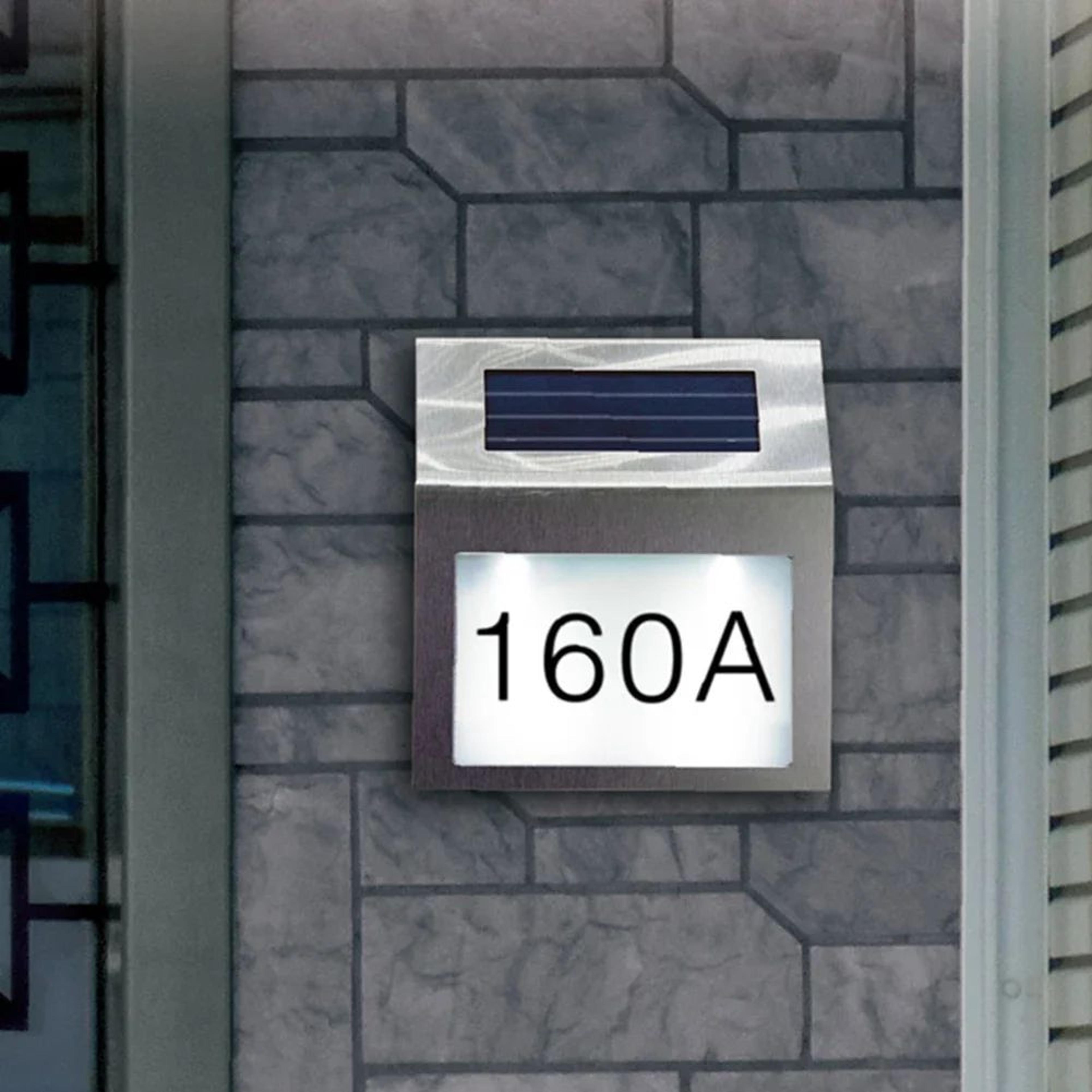 led solar house number light – waterproof outdoor address sign with automatic night lighting & number letter stickers
