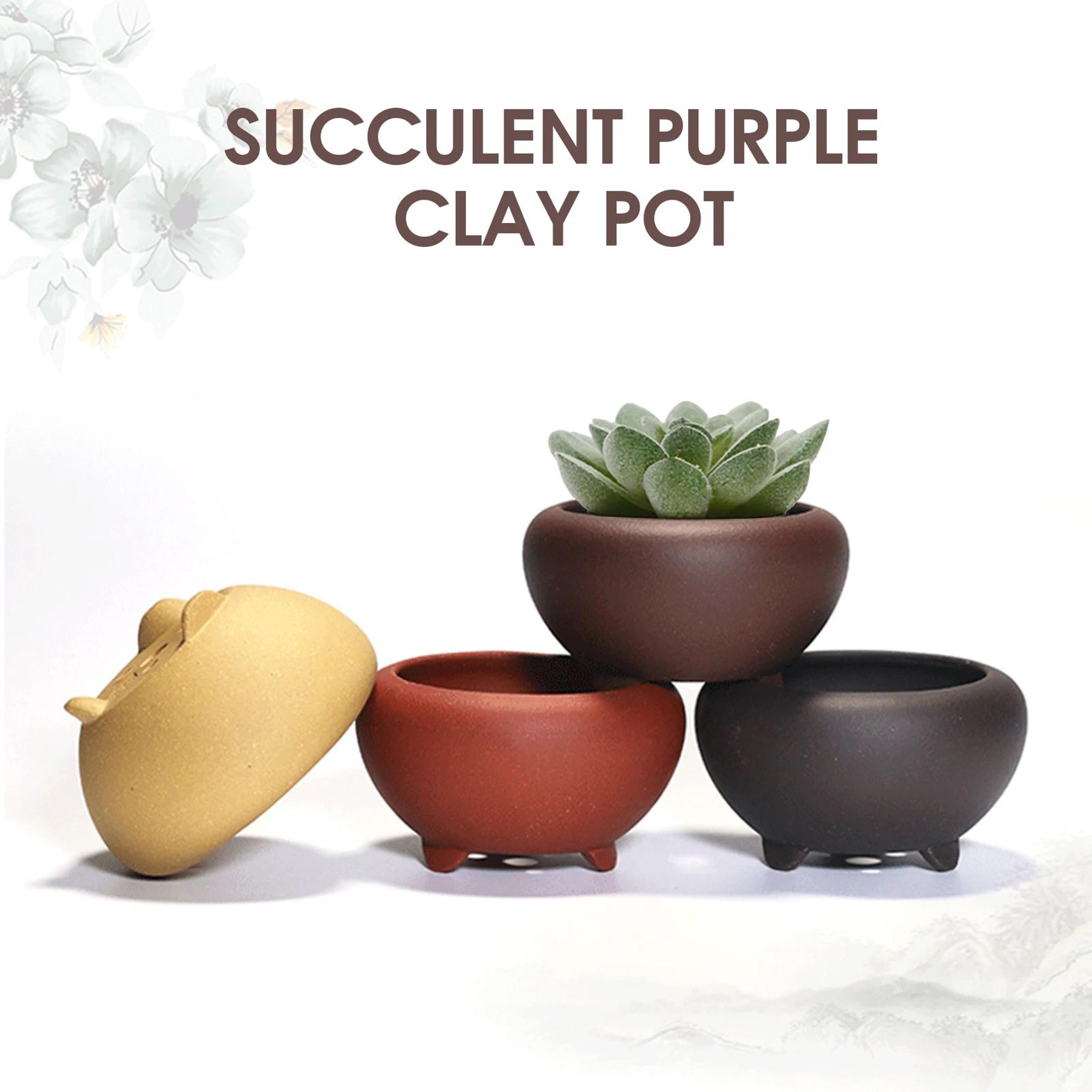 sandstone succulent planter – 3.39 x 1.97 in round mini flower pot with drainage hole for bonsai indoor garden decor