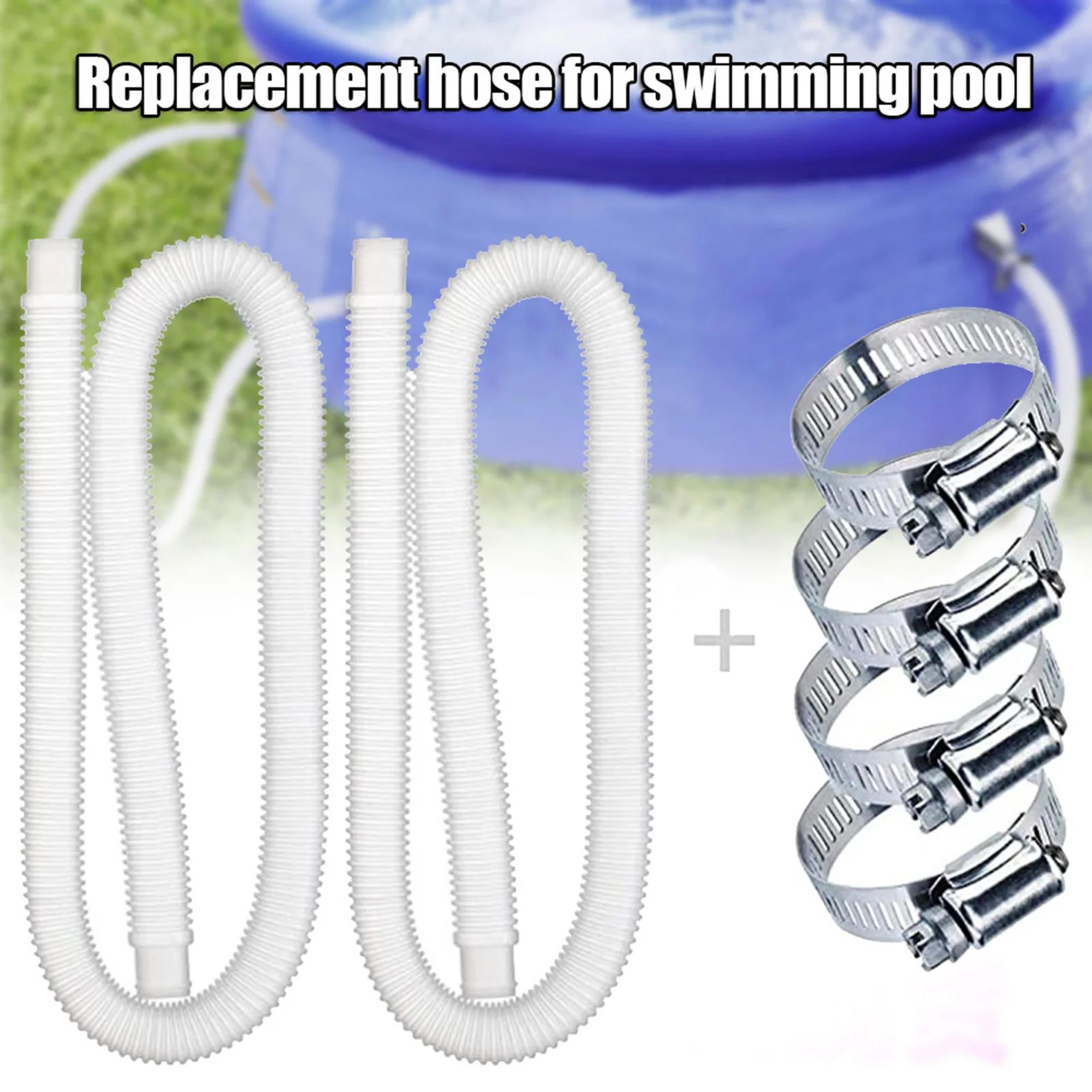 pool drain hose – leak-resistant flexible replacement tube with metal clamps for above-ground pools