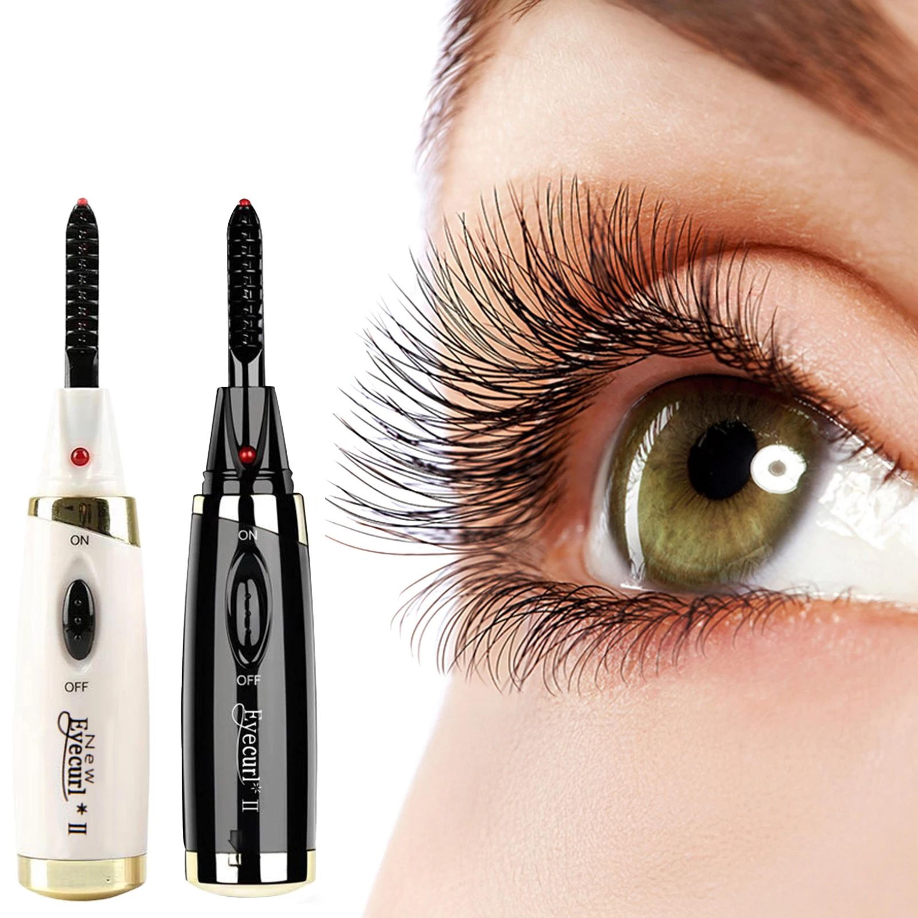 mini heated eyelash curler – electric quick heating lash lifter for natural & false lashes portable beauty tool