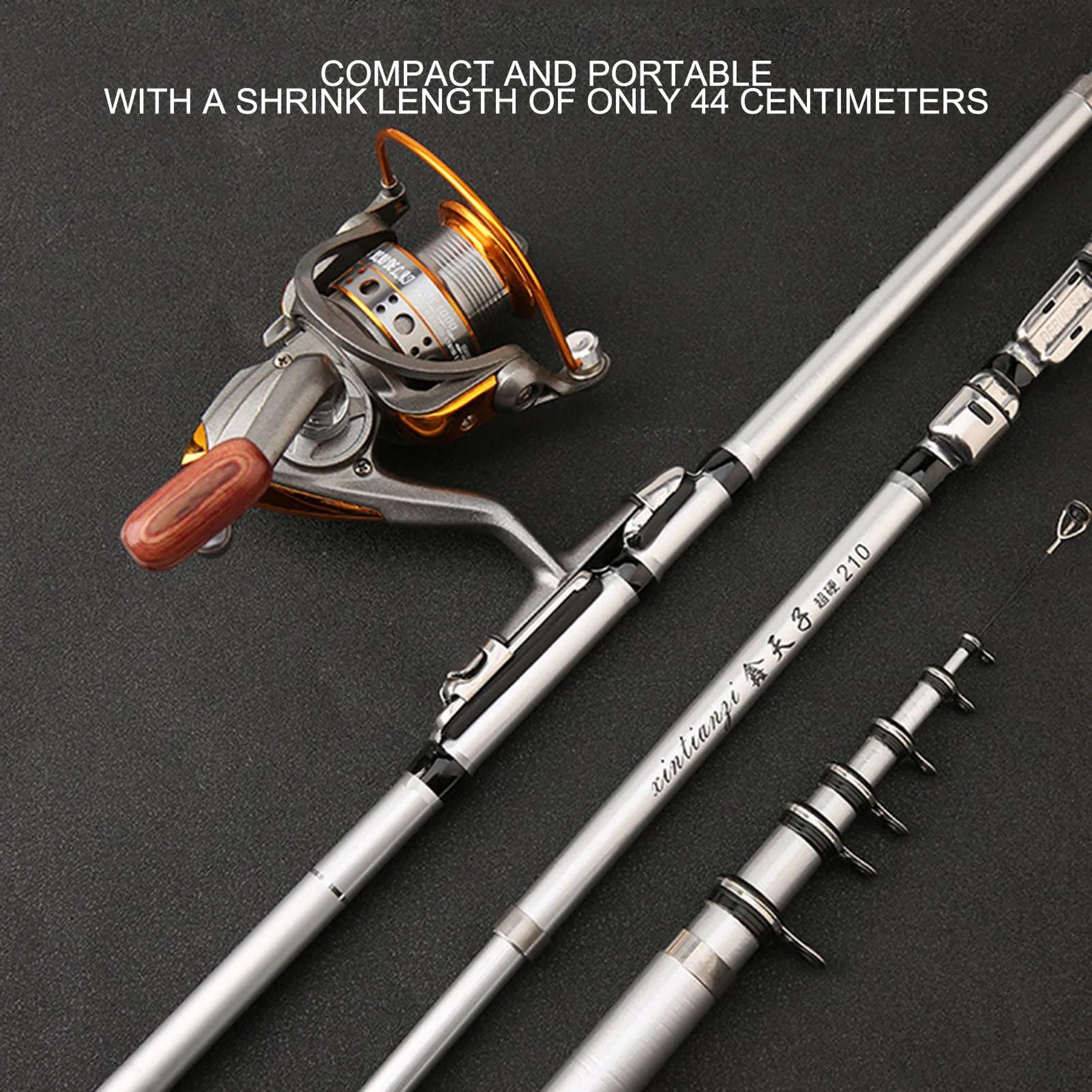 portable telescopic fishing rod – carbon pole with ceramic guides for saltwater freshwater boat raft & travel fishing
