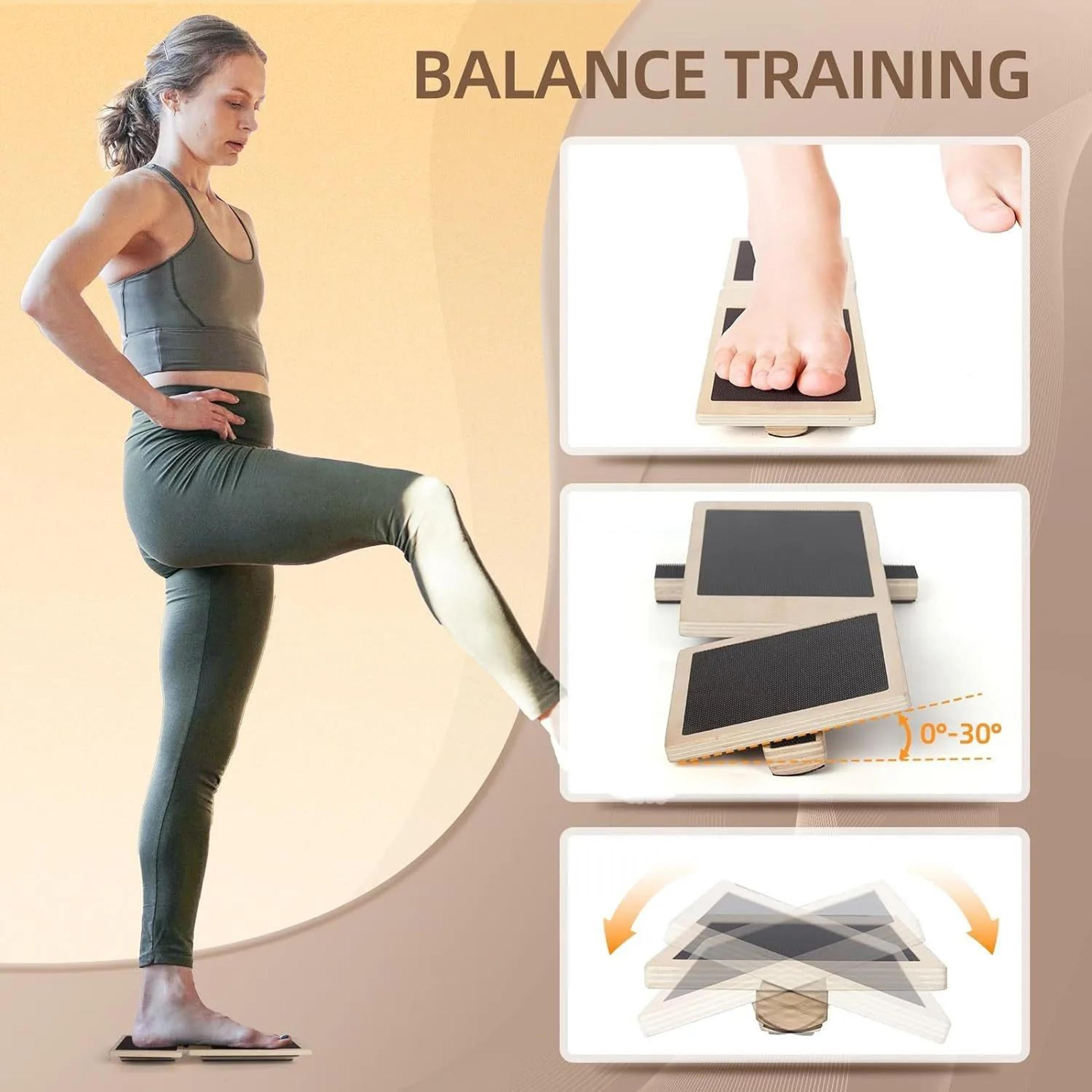 ankle foot strengthener – wooden balance board for ballet posture core stability mobility exercise & home gym training