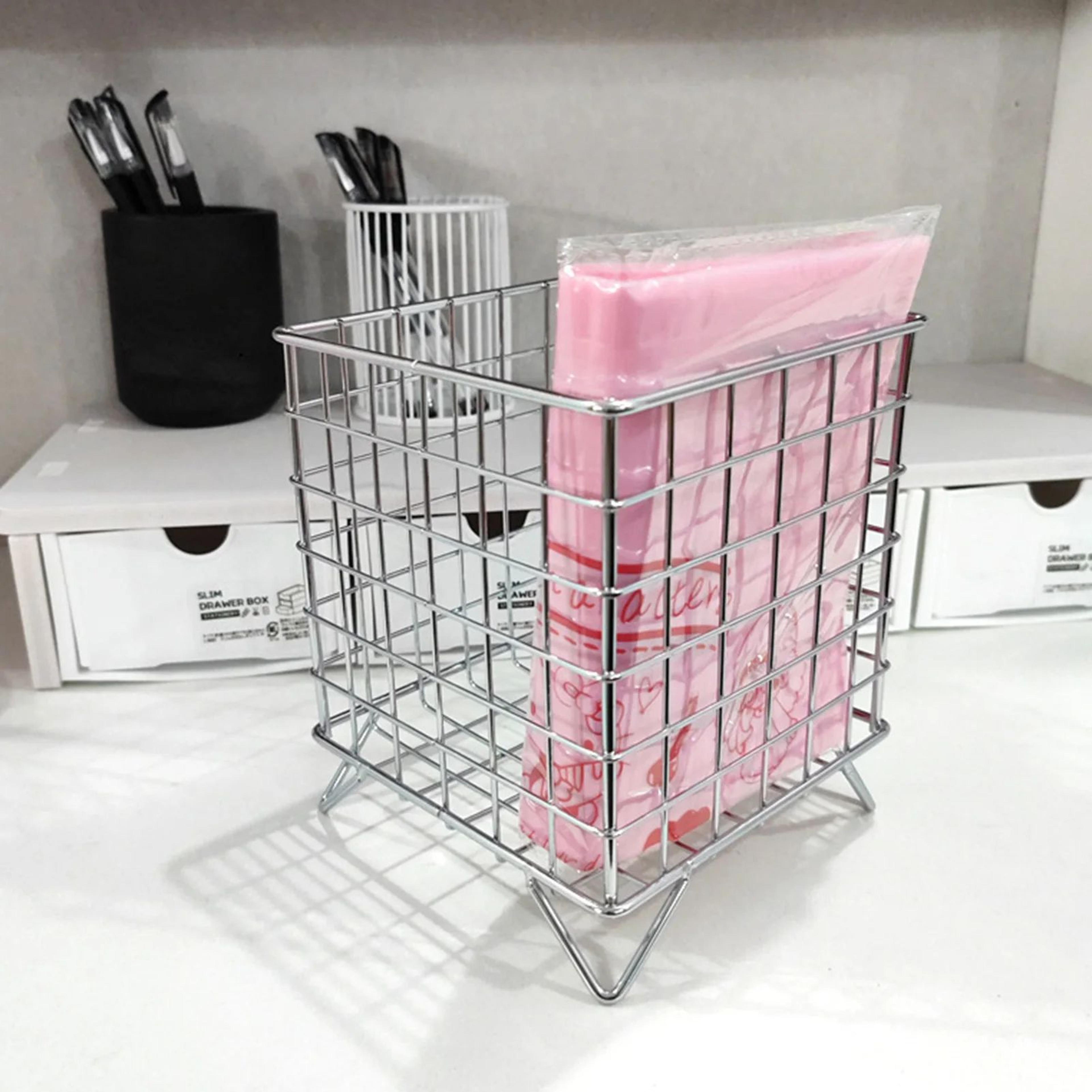 farmhouse iron storage basket – multifunctional metal organizer for kitchen seasonings snacks toiletries & home decor