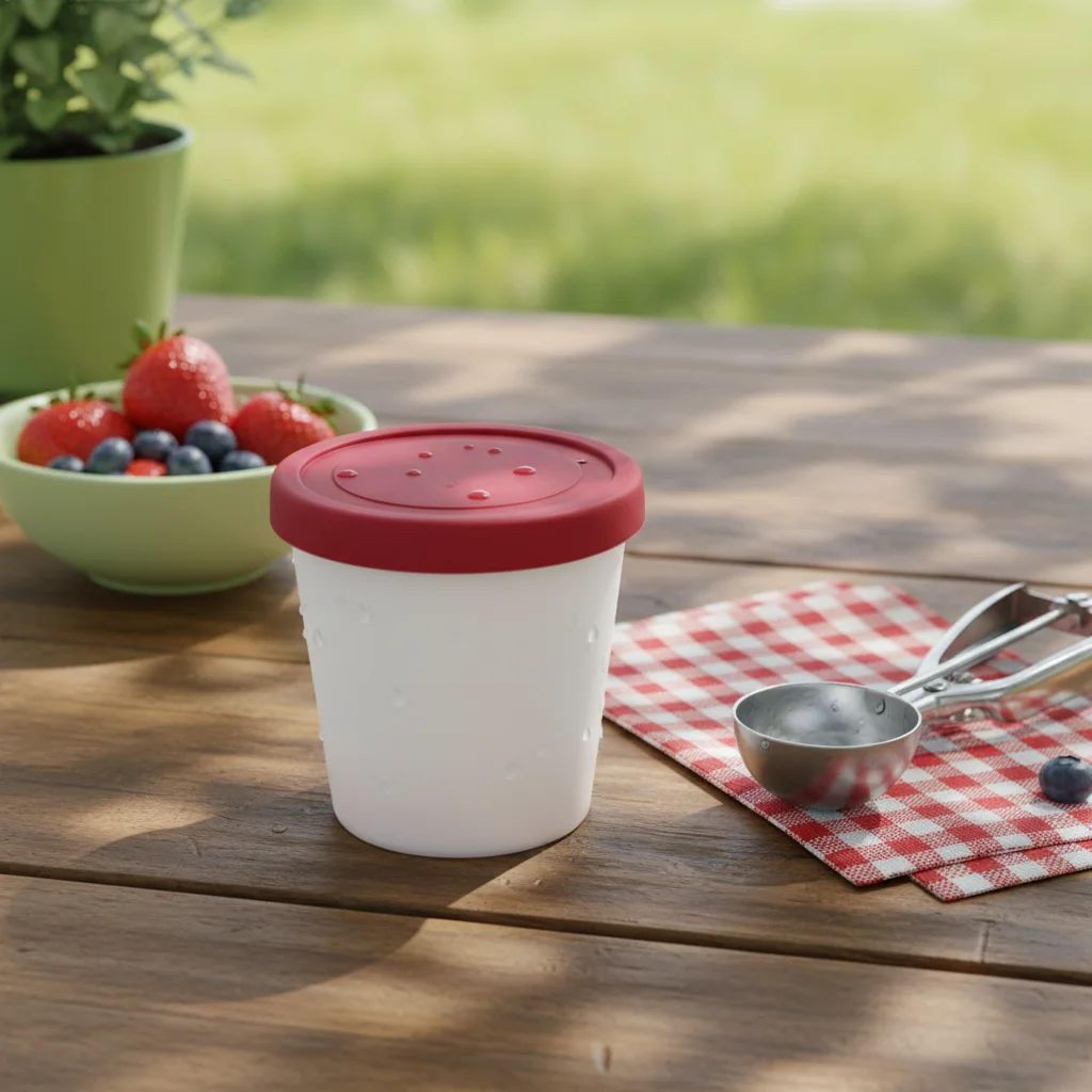 reusable ice cream freezer container – airtight storage tubs with silicone lid for freshness and space-saving stacking
