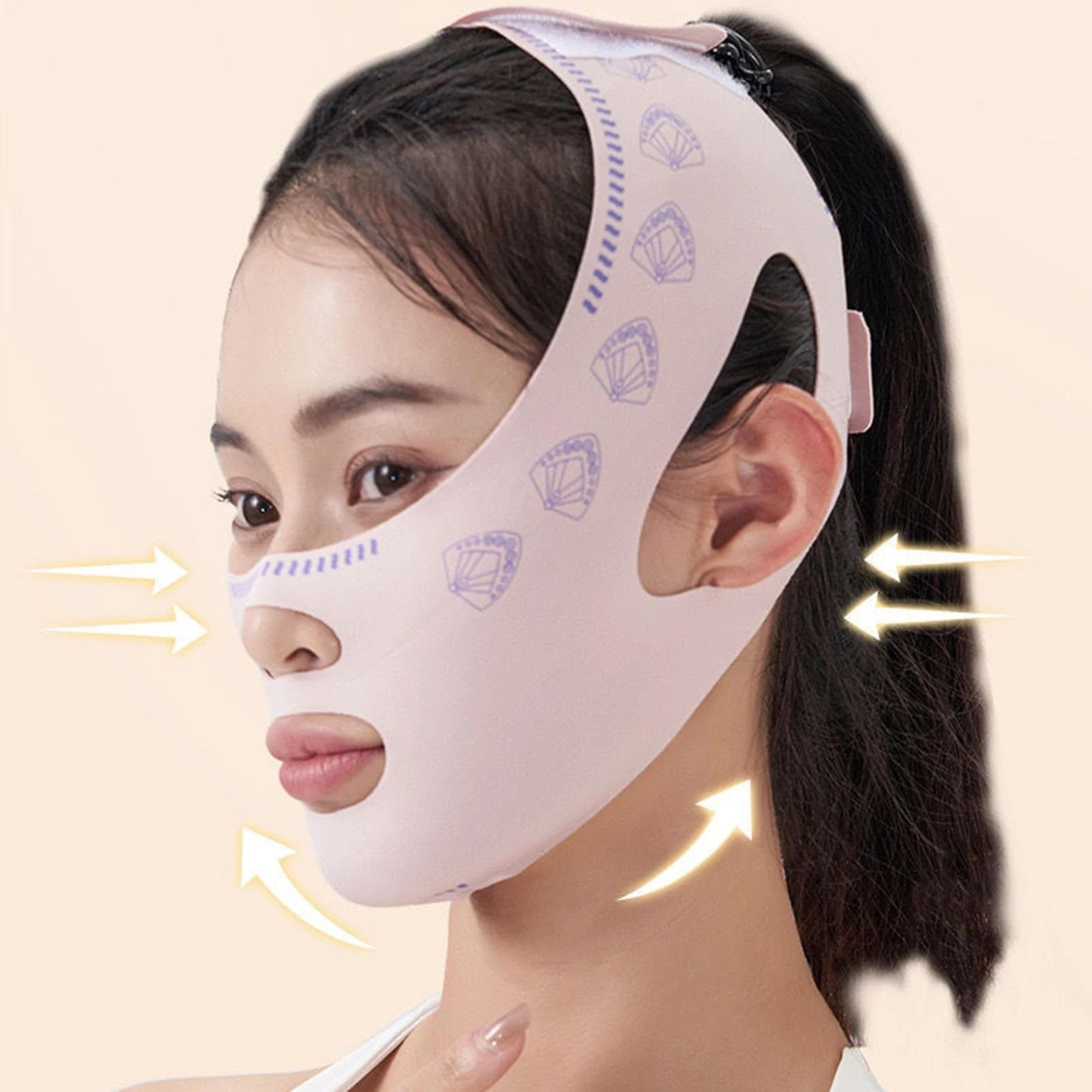 reusable v-line chin strap – adjustable facial support belt with soft breathable fabric for comfortable daily skincare