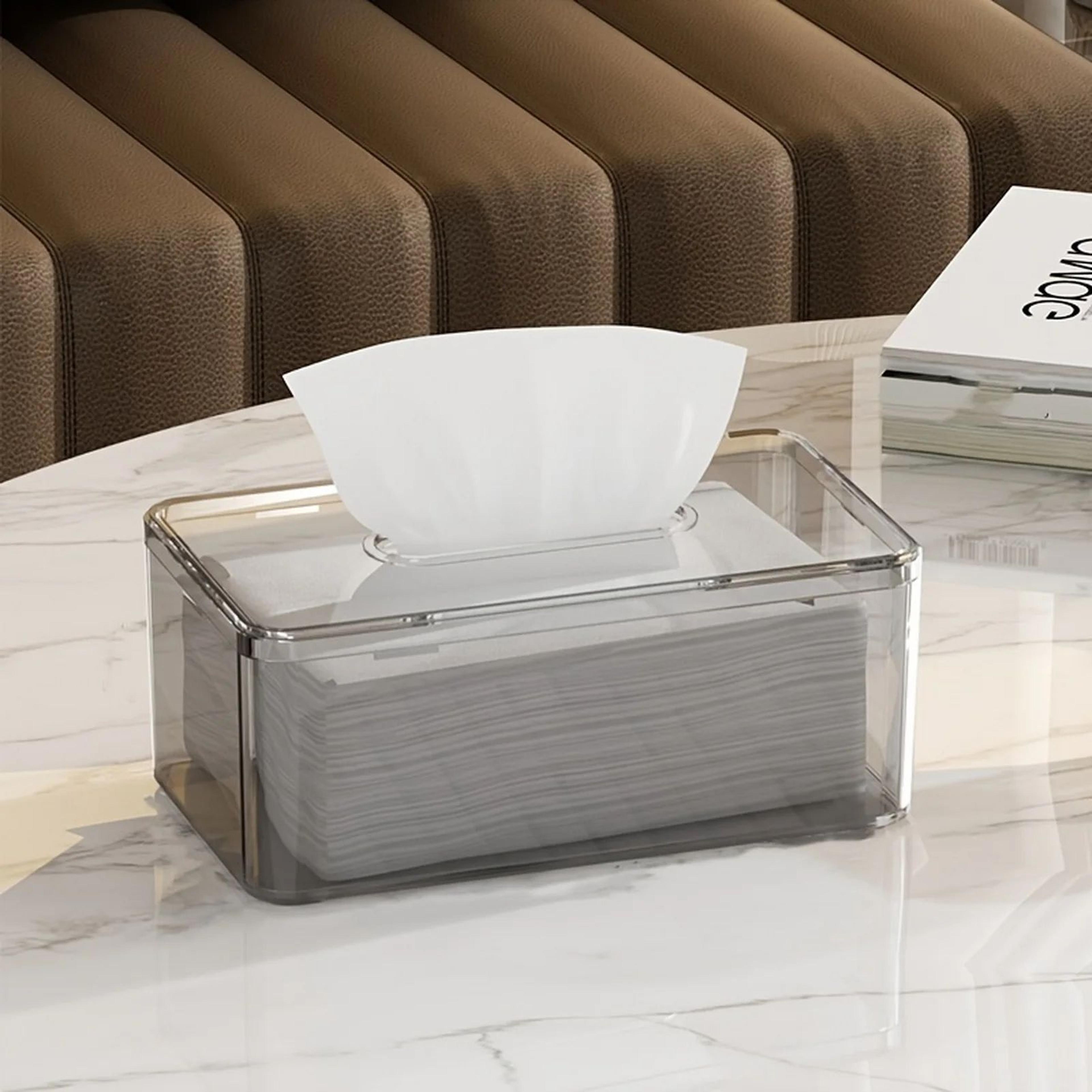 clear tissue box holder – refillable plastic tissue and dryer sheet dispenser for organized tables, desks and vanities