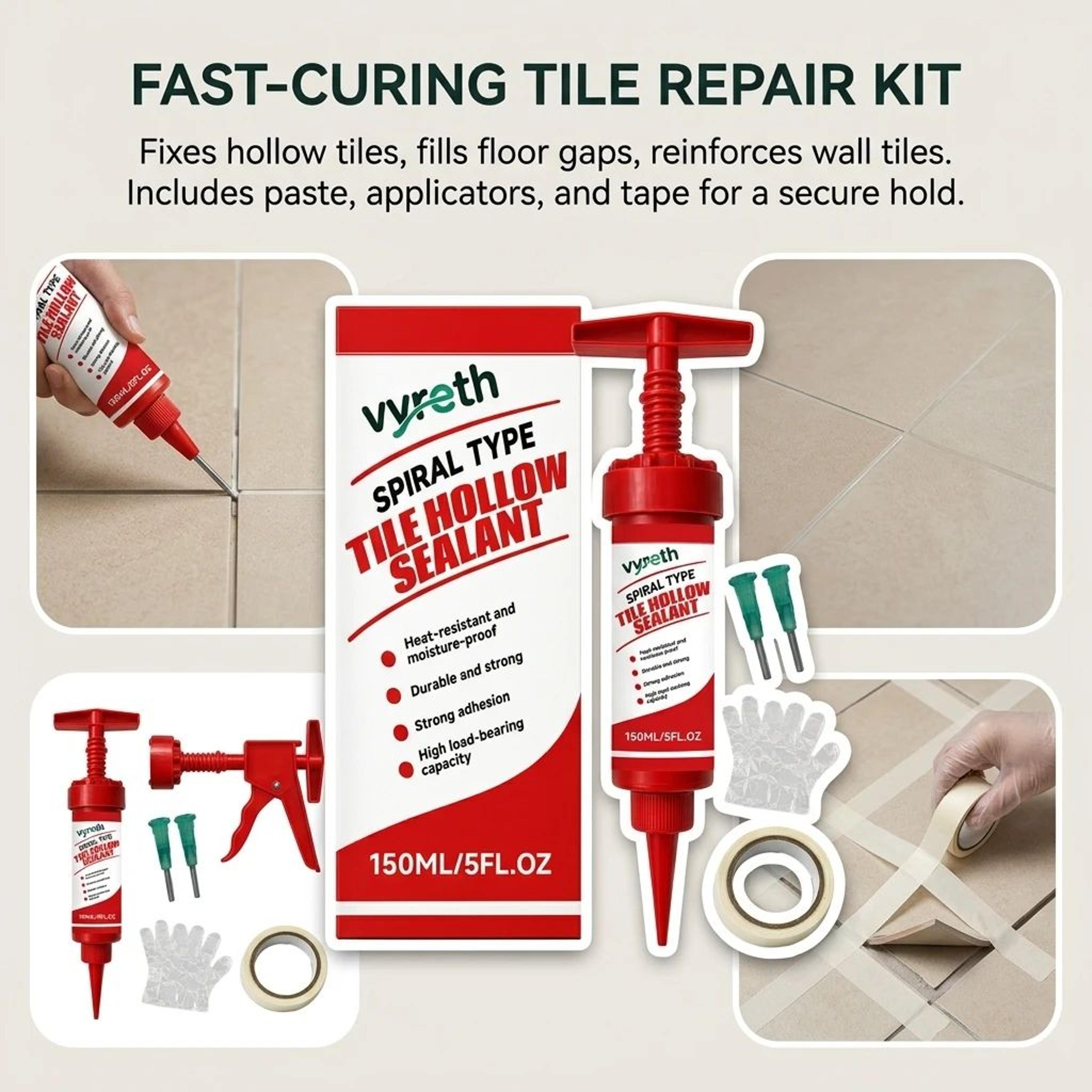 tile hollow repair adhesive – strong bond injection sealant kit for ceramic and marble wall and floor tile maintenance