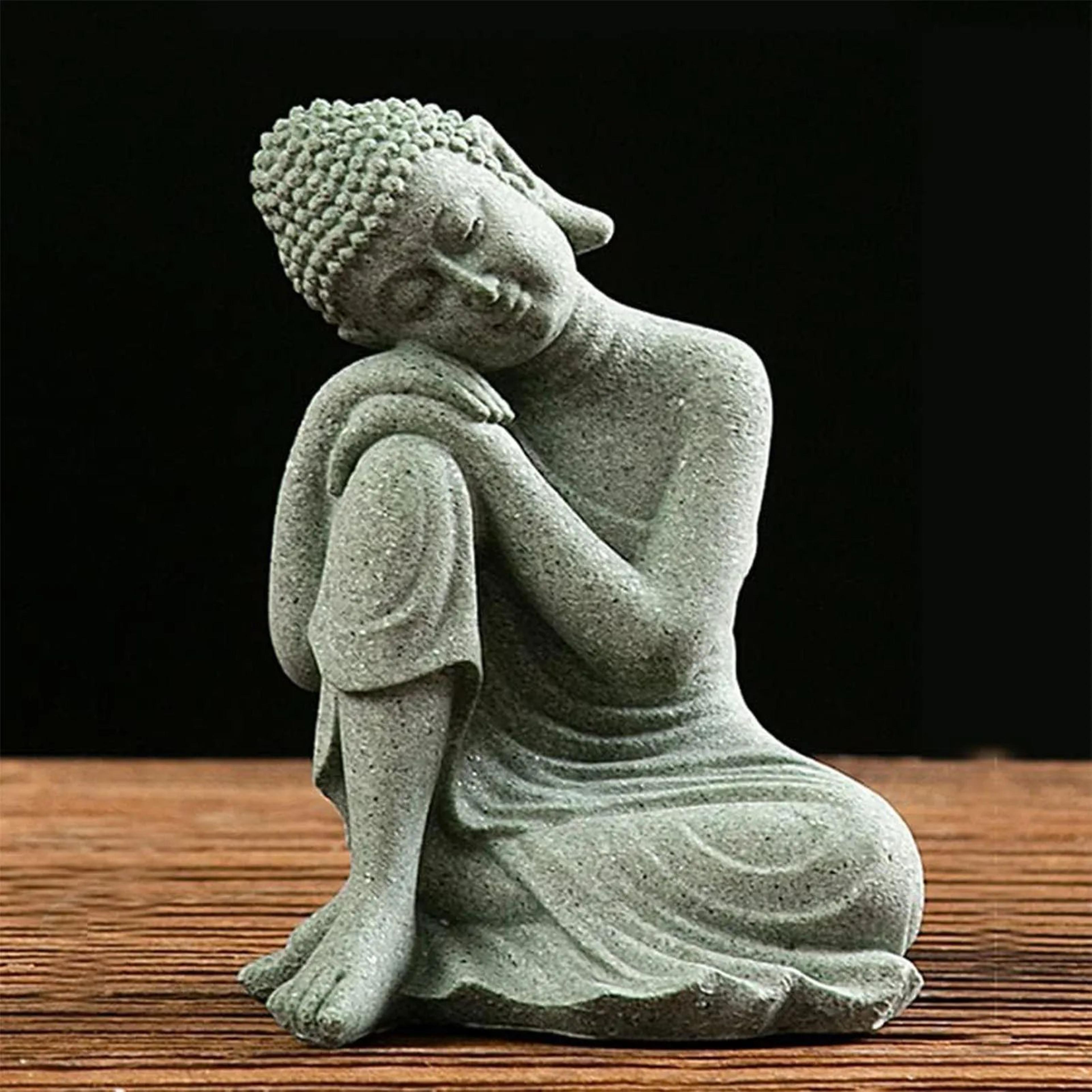meditating buddha stone statue – calm tabletop sculpture for peaceful home decor, mindful spaces and housewarming gift