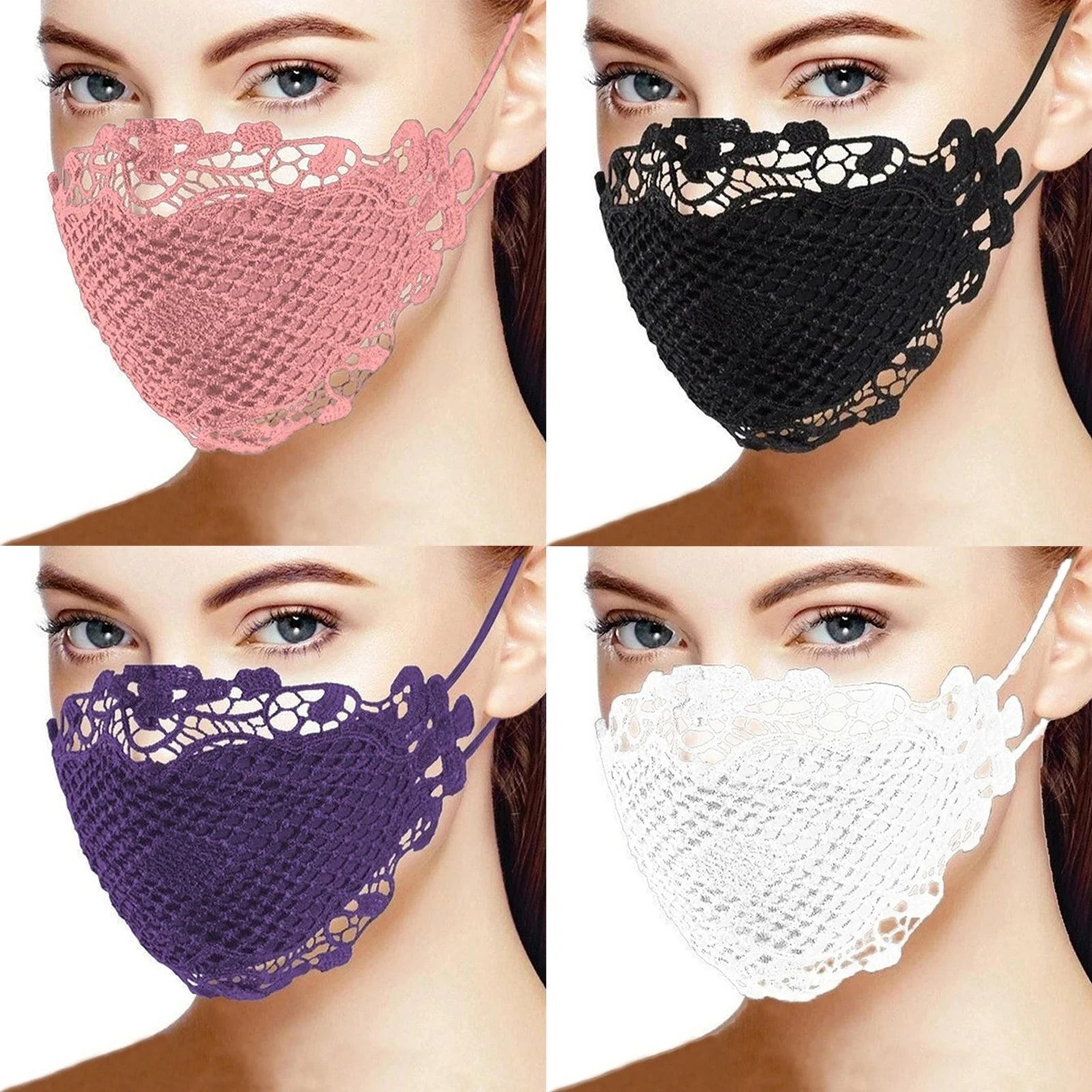 reusable lace fashion mask – soft cotton face covering with adjustable ear loops for parties, cosplay and lovely style