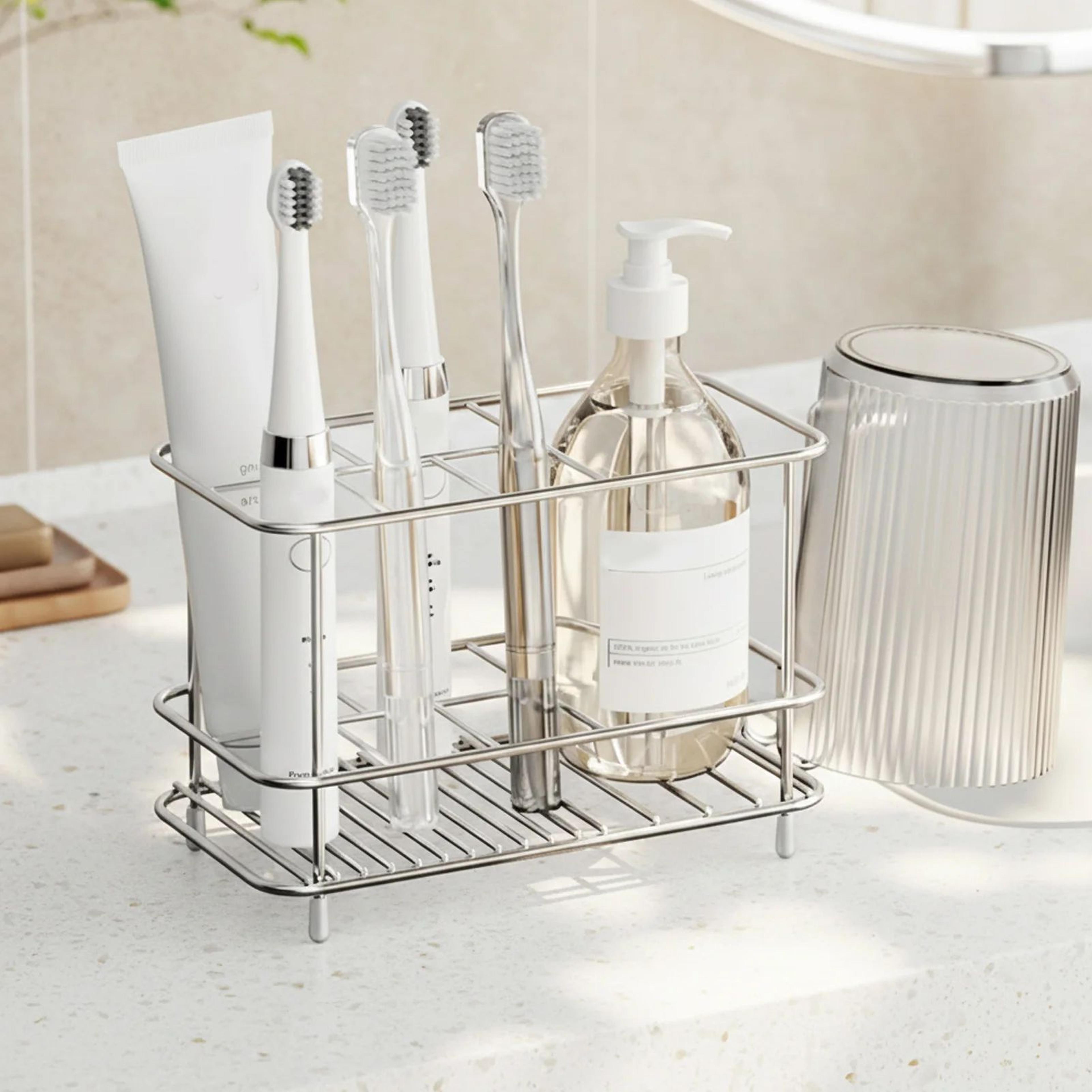 stainless steel toothbrush holder – rust-resistant wall mount organizer for tidy bathroom storage and neat countertops