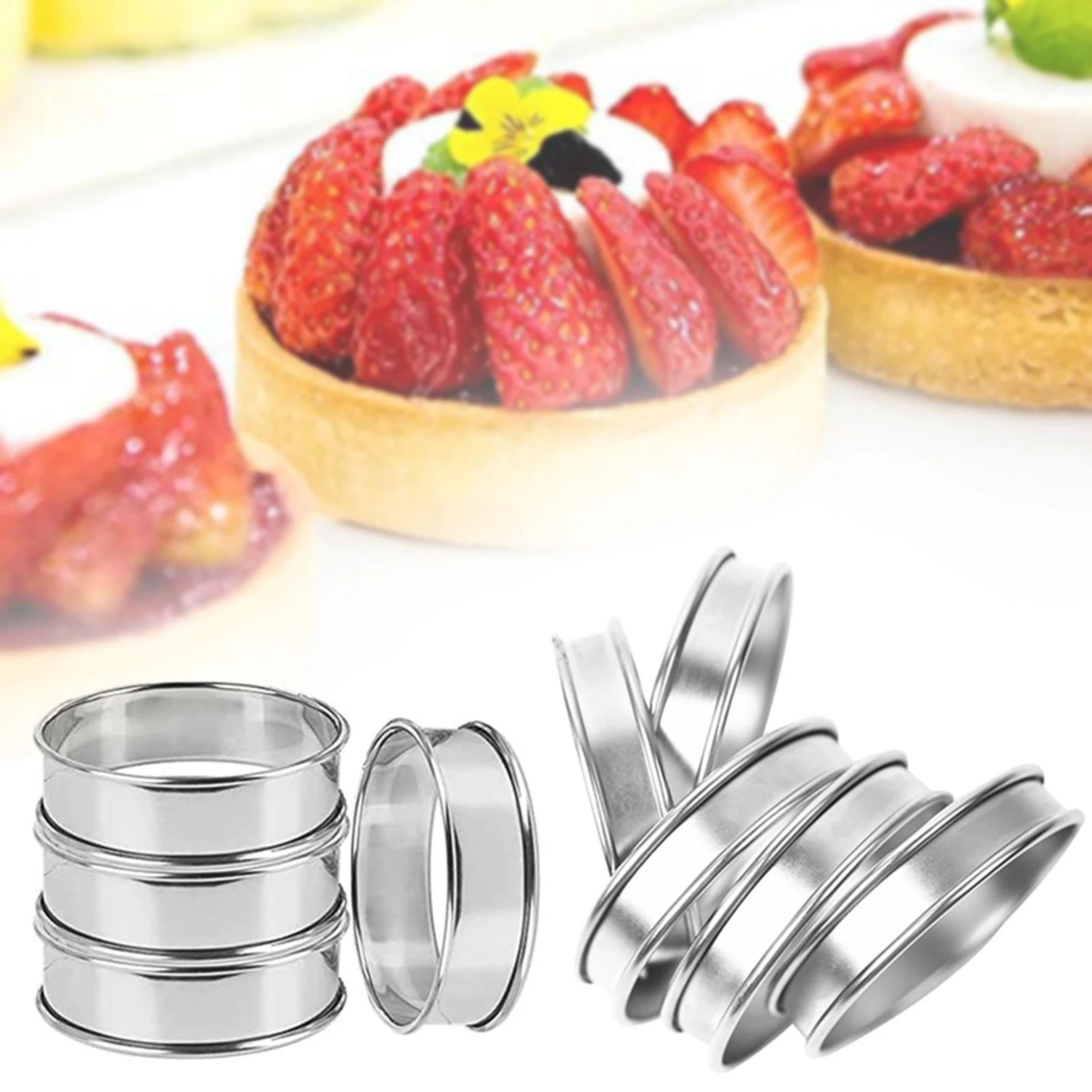 stainless steel muffin rings – 4-piece nonstick crumpet mold set for easy release, english muffins and mousse cakes