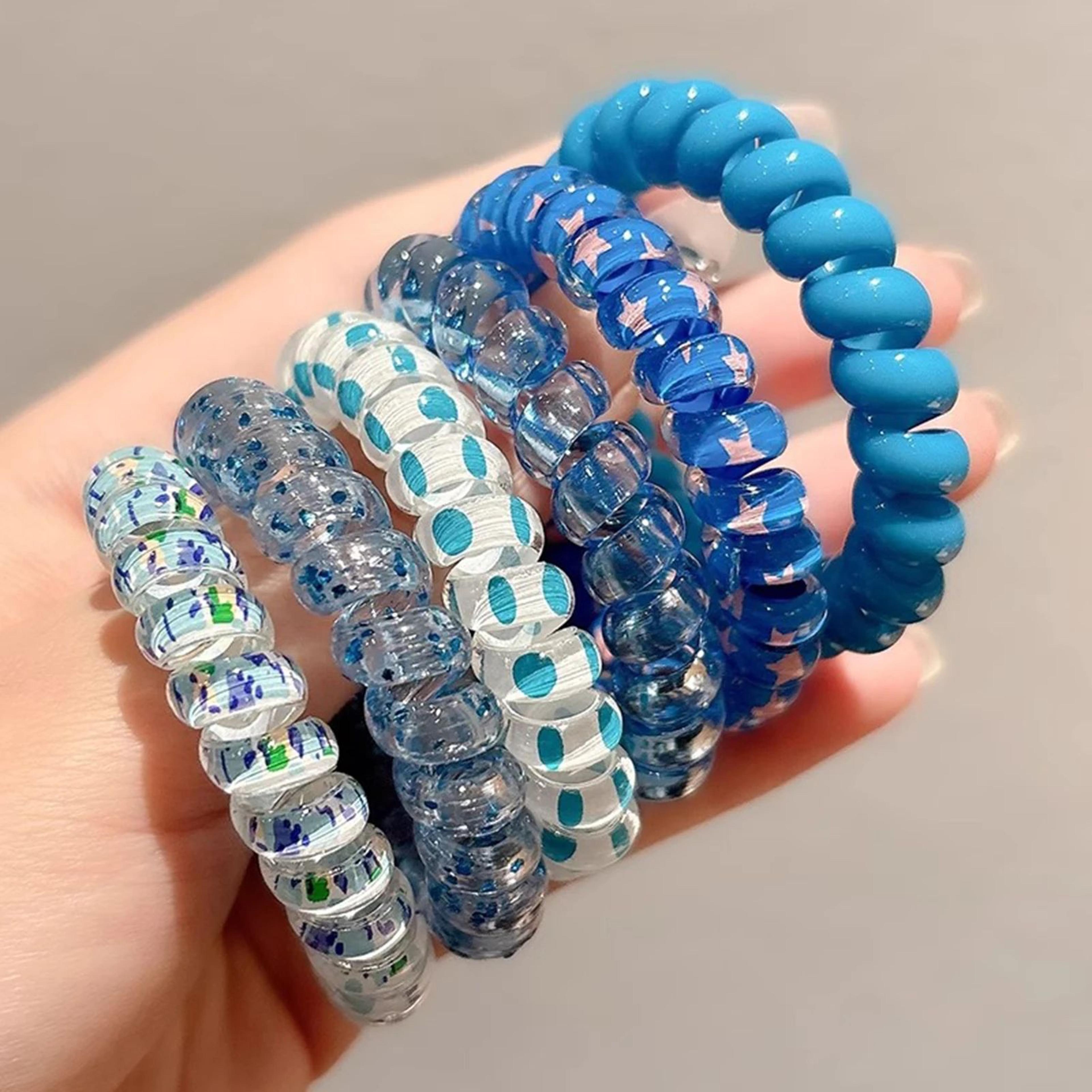 women's spiral hair ties set – colorful elastic telephone wire bands for comfortable ponytails, buns and daily styling