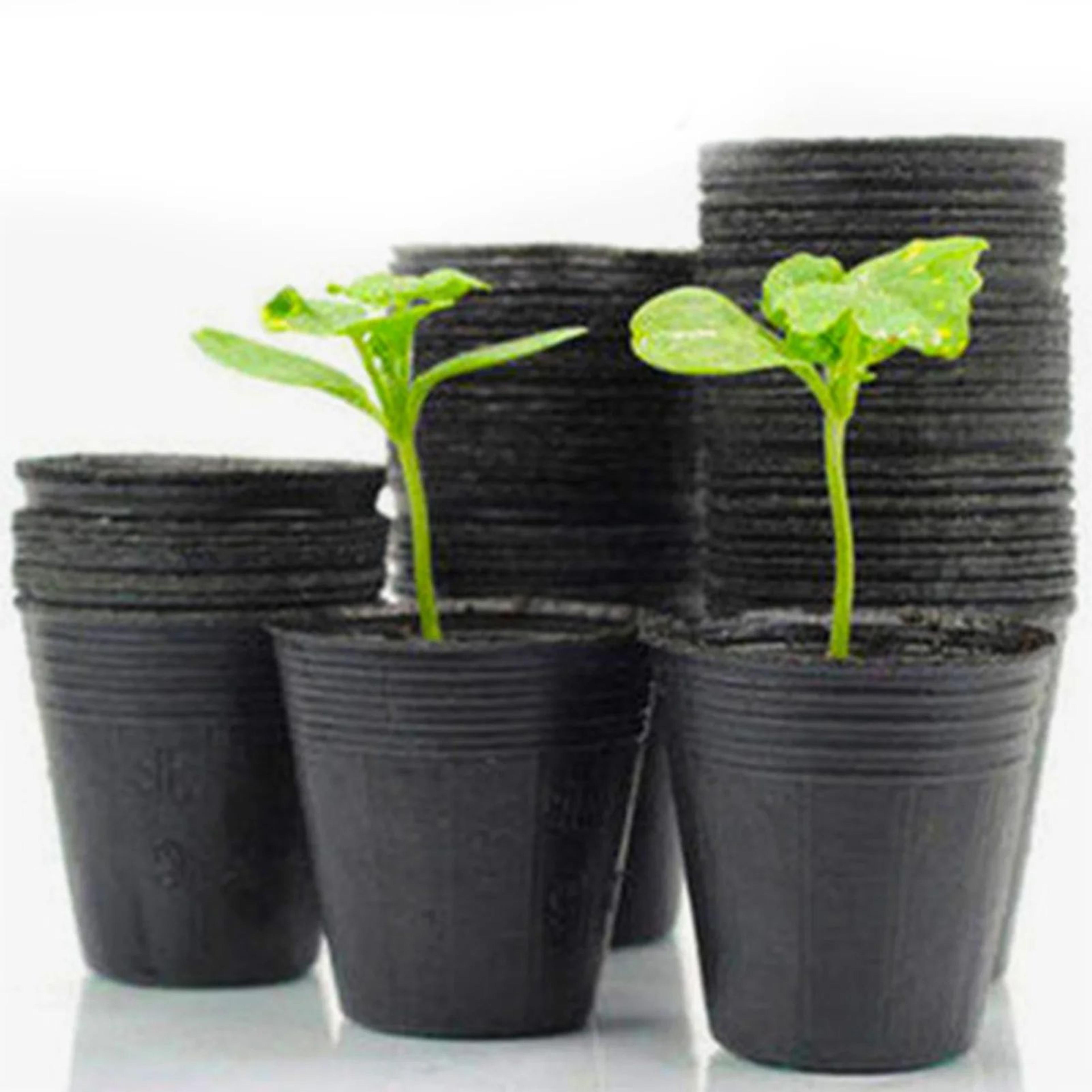 reusable black nursery pots – flexible plastic seedling containers for easy transplanting, succulents, flowers & herbs