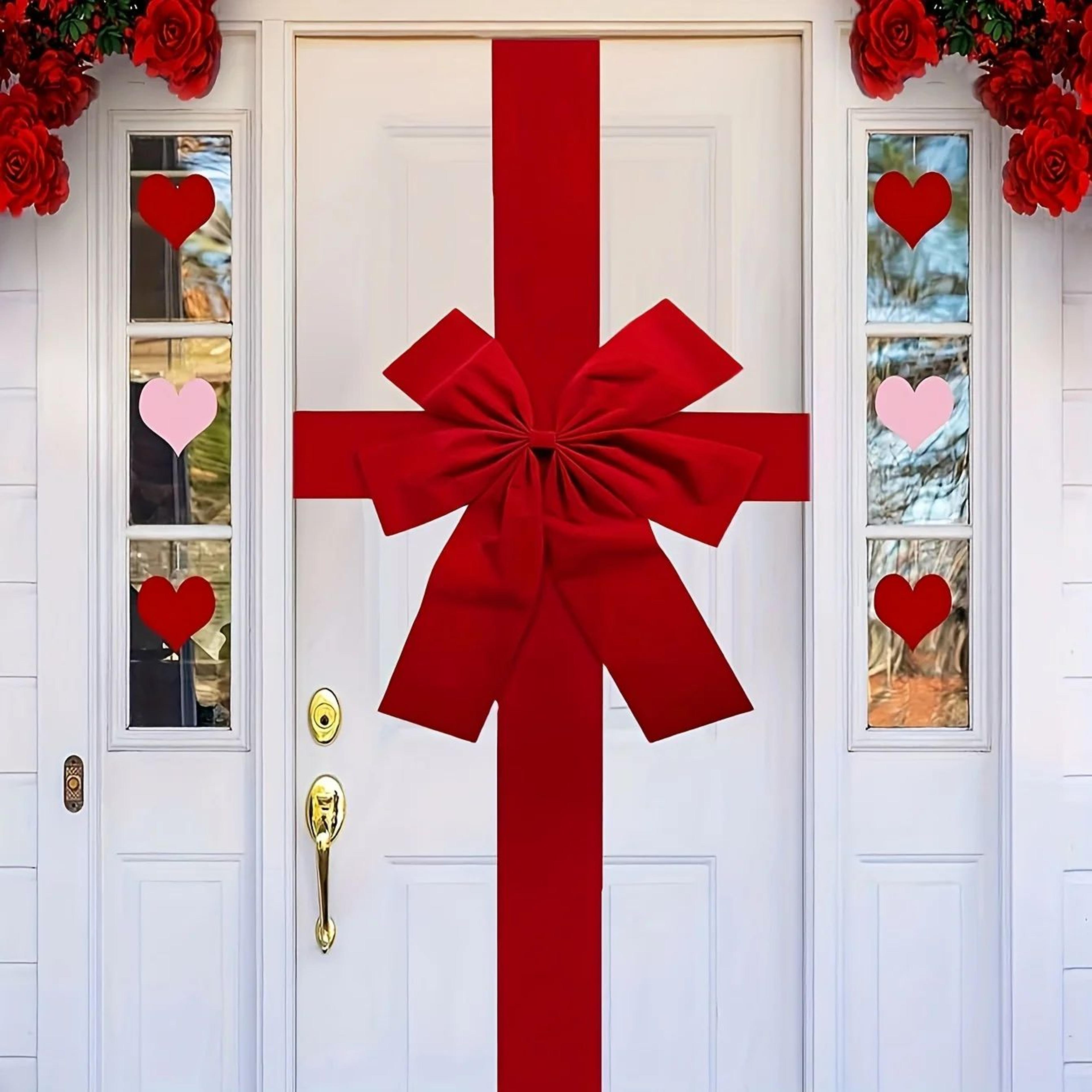large red christmas door bow – festive hanging ribbon decoration for inviting entrances, new year and birthday parties