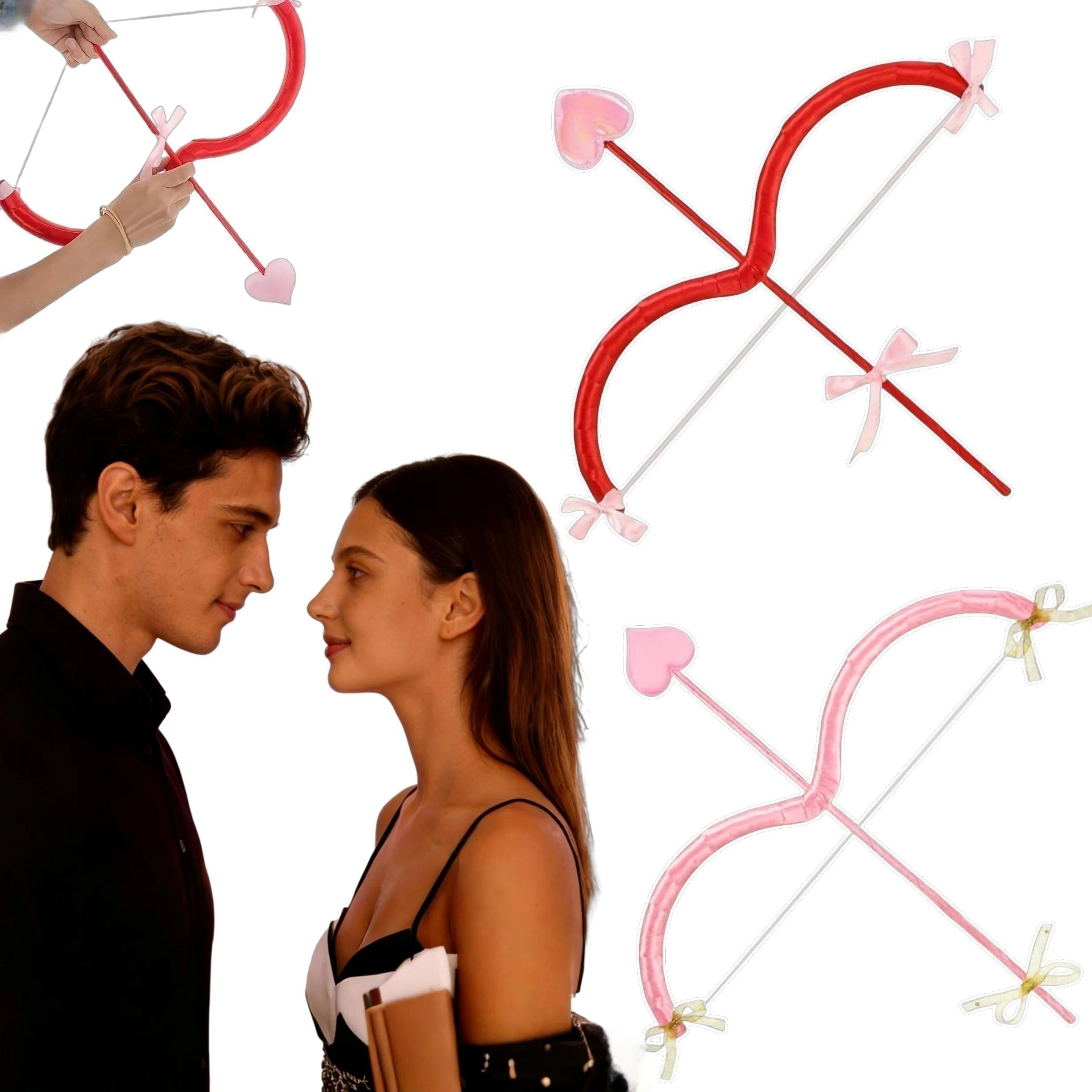 cupid bow and arrow set – romantic angel costume props for valentine's day, weddings, photo booth and dress-up parties