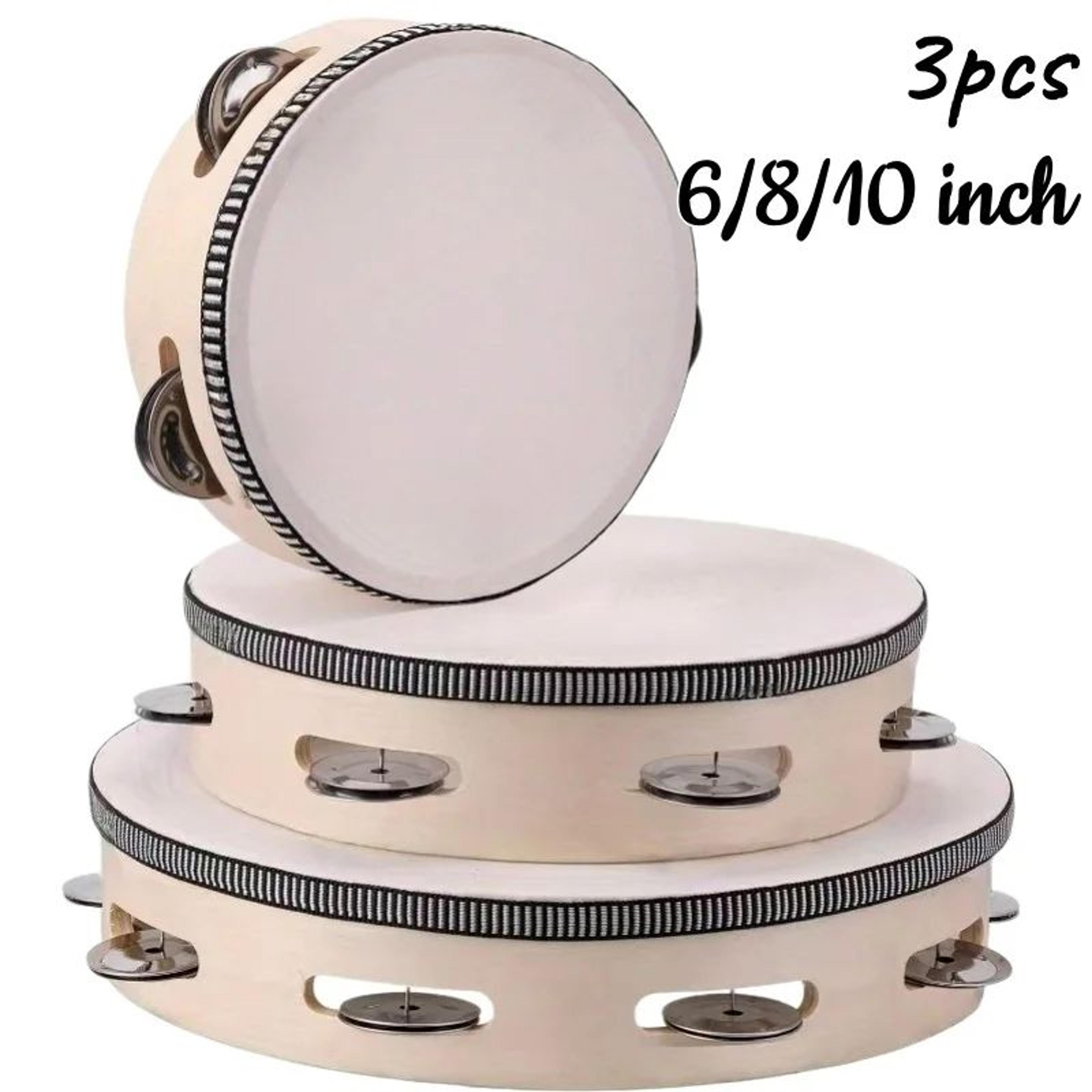 wooden tambourine – 6/8/10 in handheld percussion instrument for music learning, weddings, church & party rhythm games