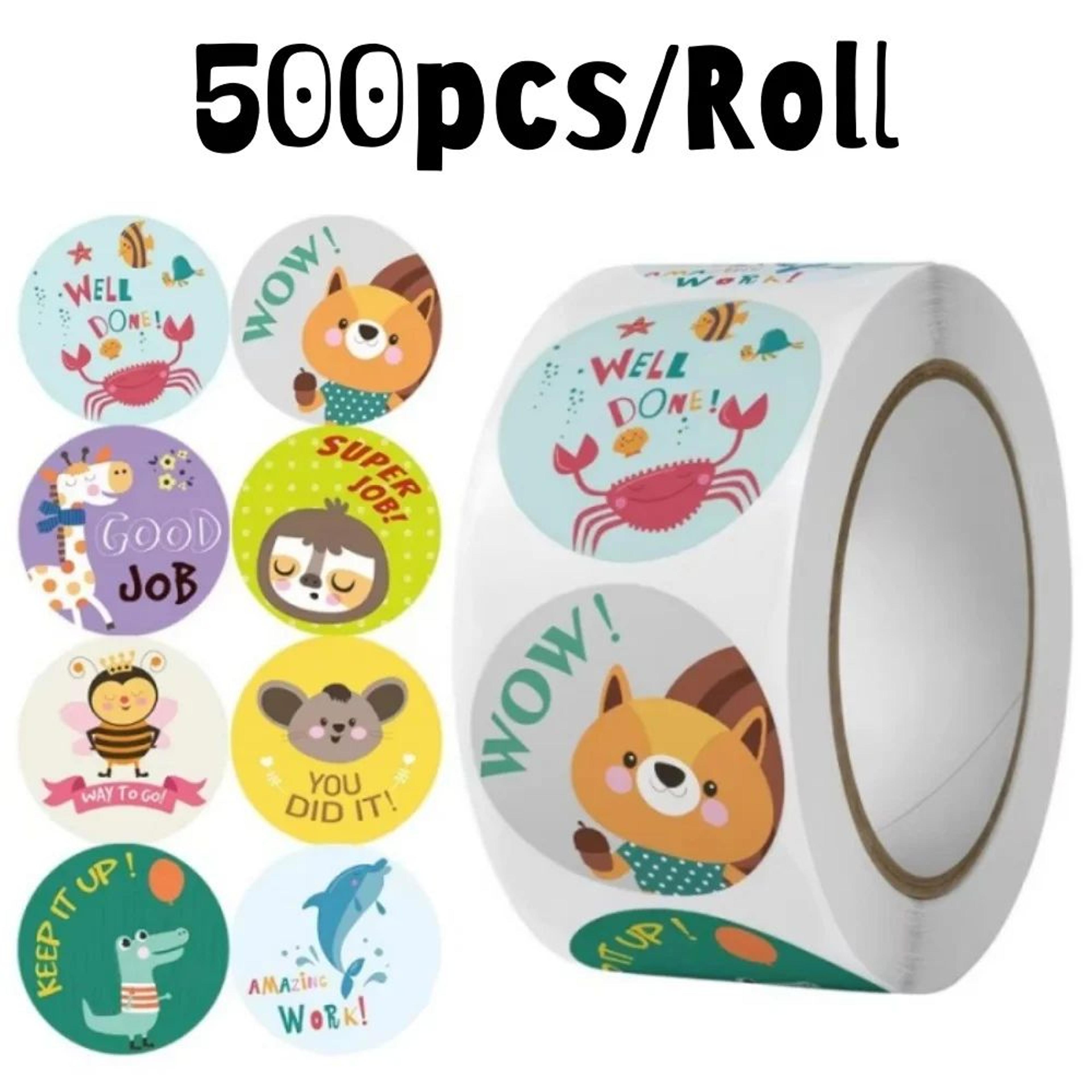 cartoon animal stickers – roll of fun round reward labels for teachers, school, photocard decor & gift seals