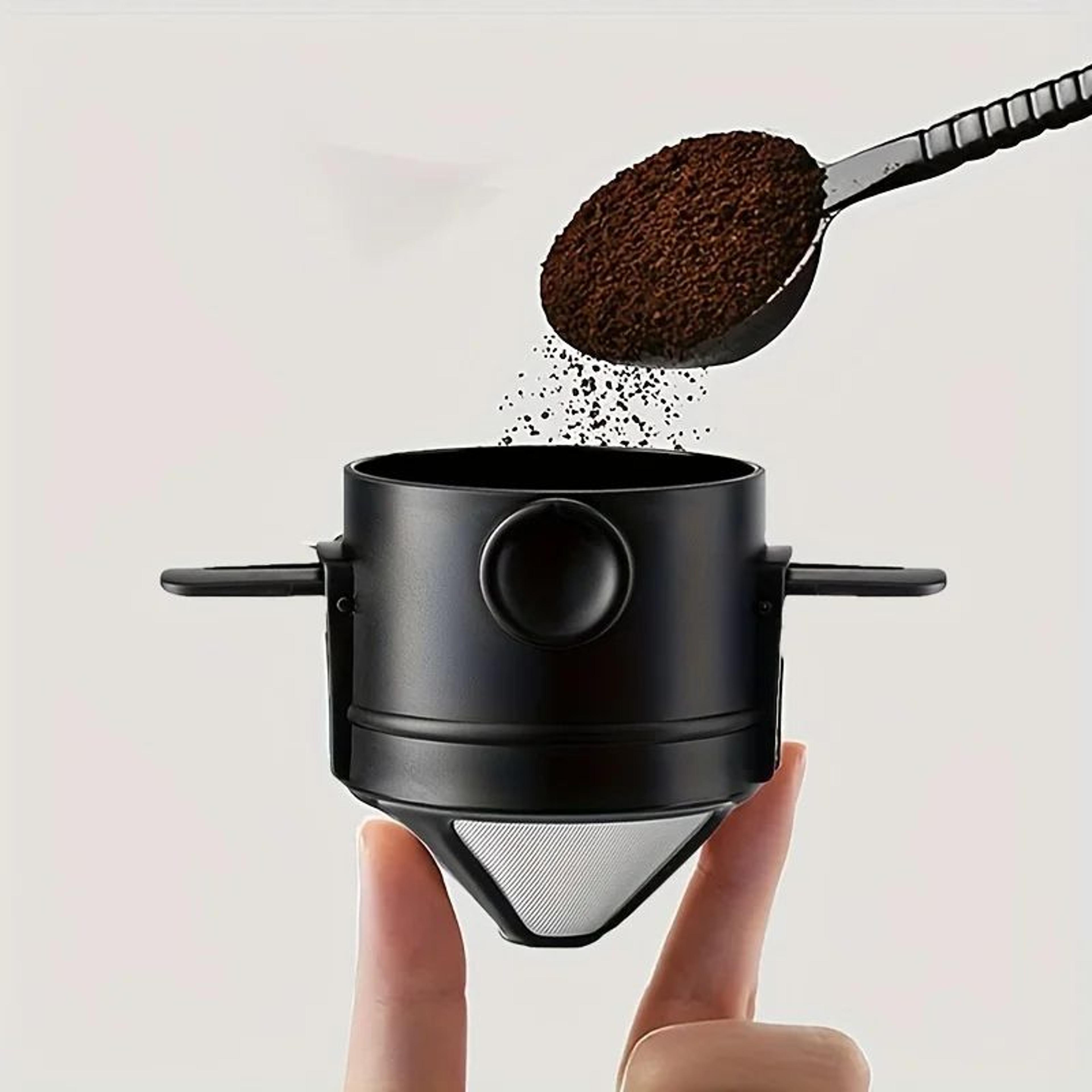 collapsible coffee dripper – reusable stainless steel pour over filter for paperless brewing while traveling & camping