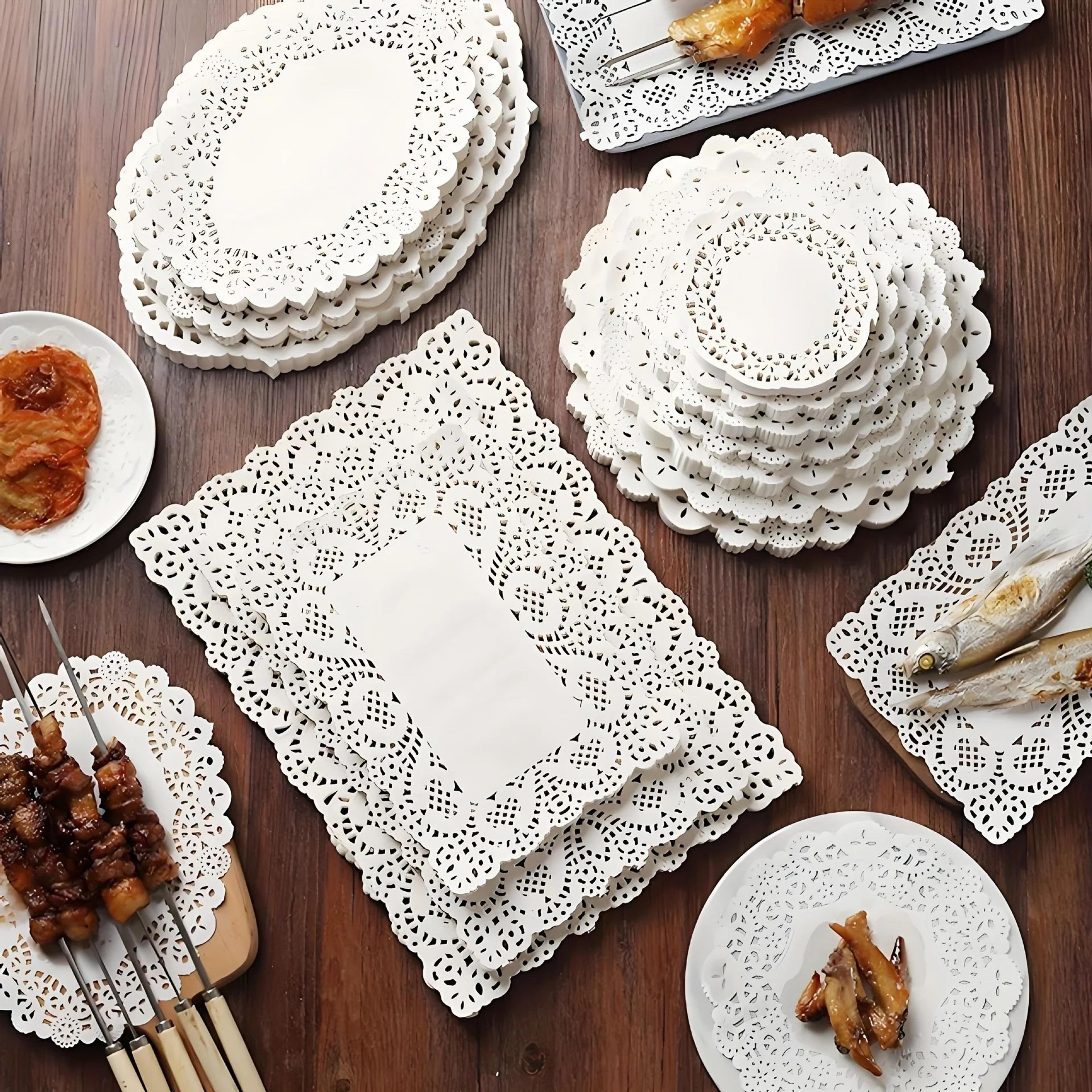 lace paper doilies – 50/100pcs pretty cupcake and dessert pads for elegant wedding tables, party trays & food displays