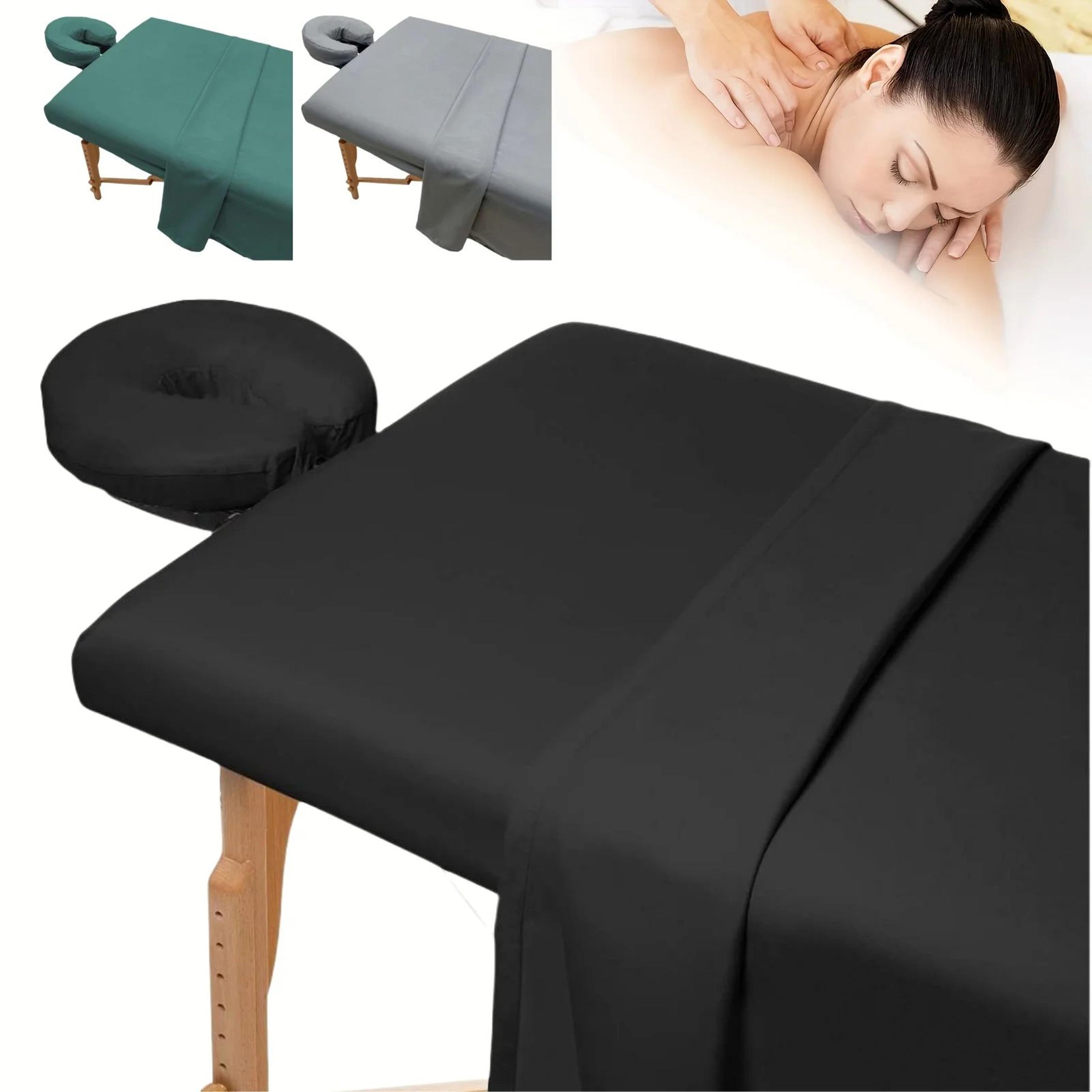 microfiber massage table sheets – 3pcs set with flat sheet, fitted sheet and face cradle cover for salon & spa comfort