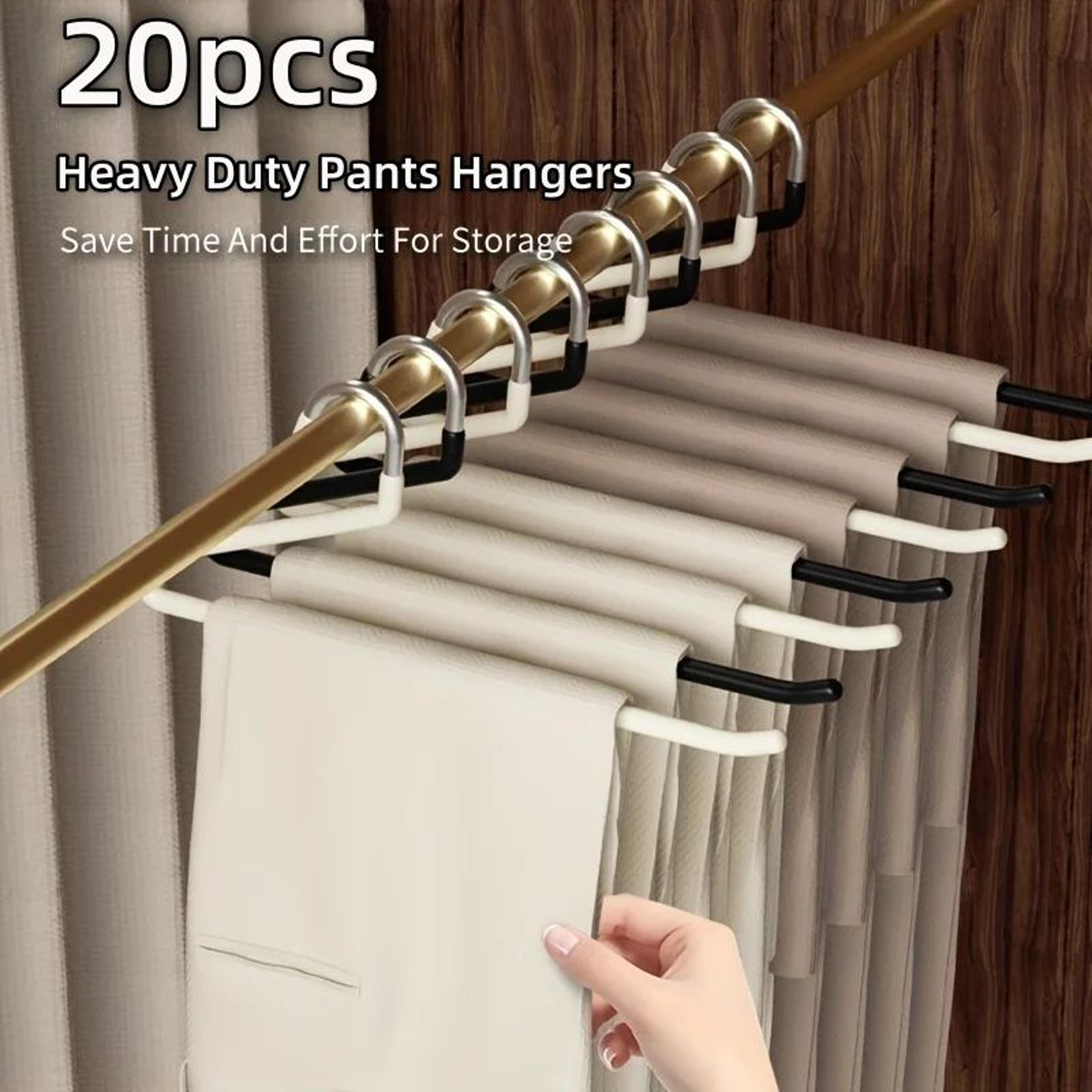 z-shaped pants hangers – durable metal non-slip clothing holders for neat jeans, skirts & everyday closet organization