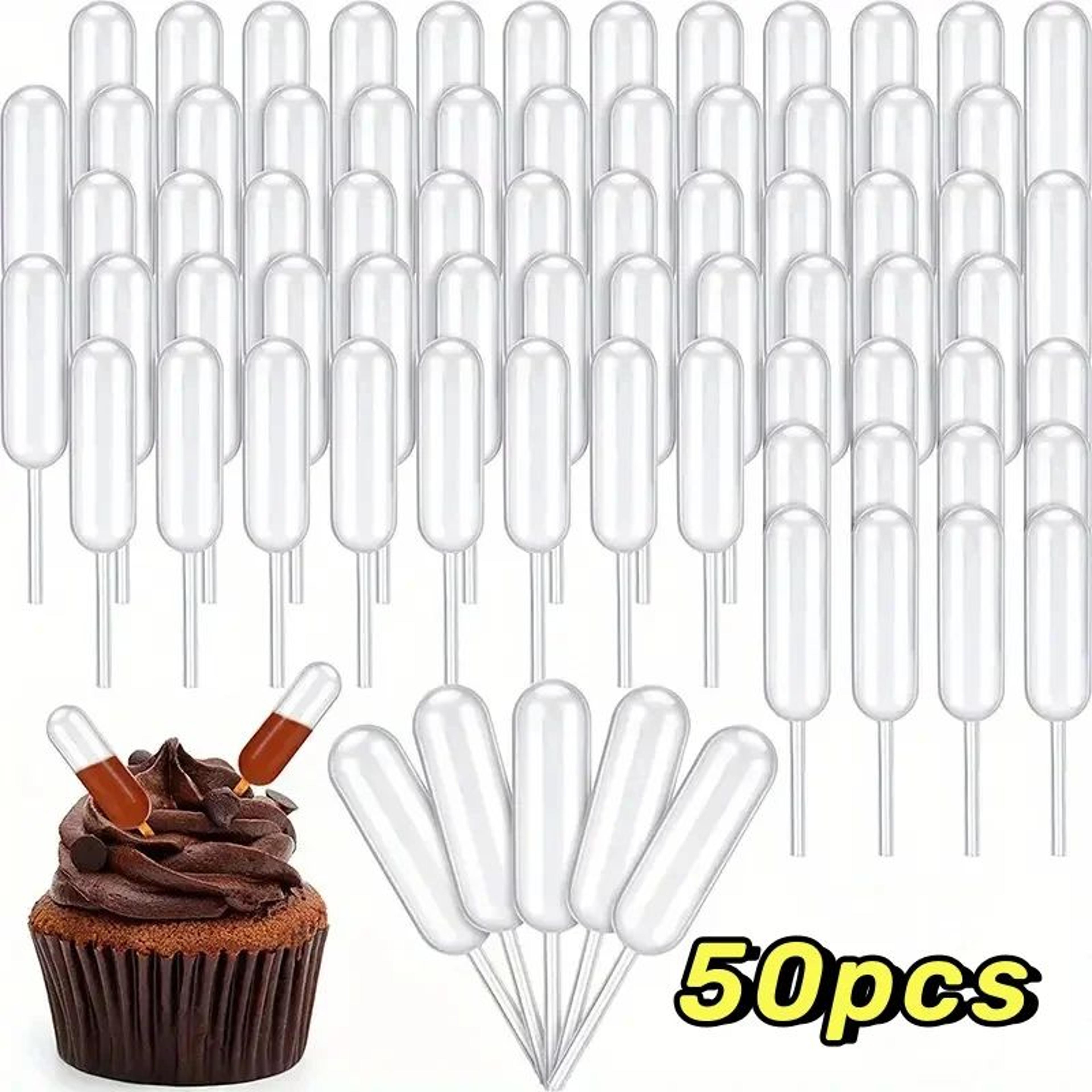 plastic cake pipettes – 50–200pcs clear dessert droppers for sauce, juice & creative cupcake, macaron & fruit displays