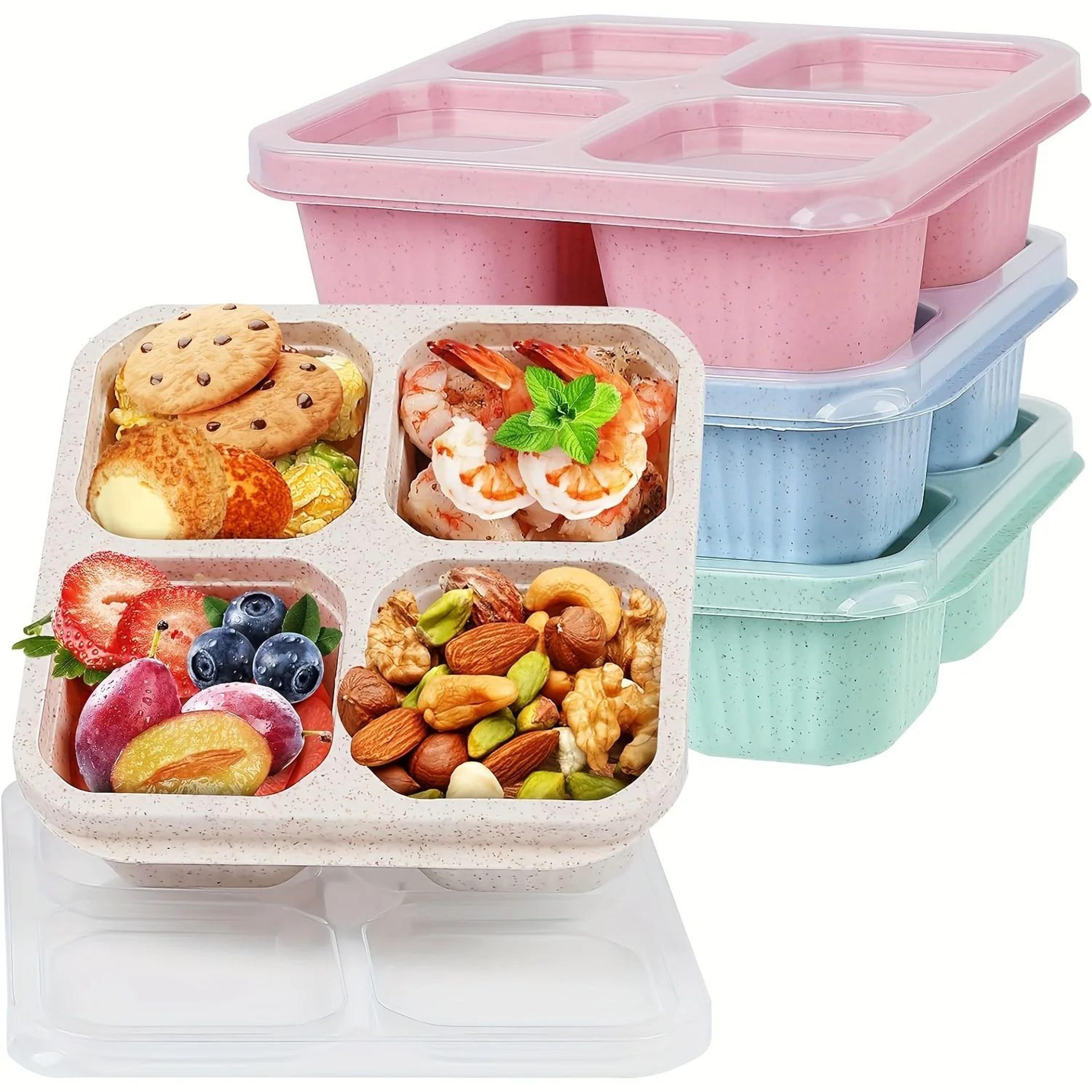 bento snack box – bpa-free reusable lunch container with lid and 4 compartments for neat school, work and travel meals