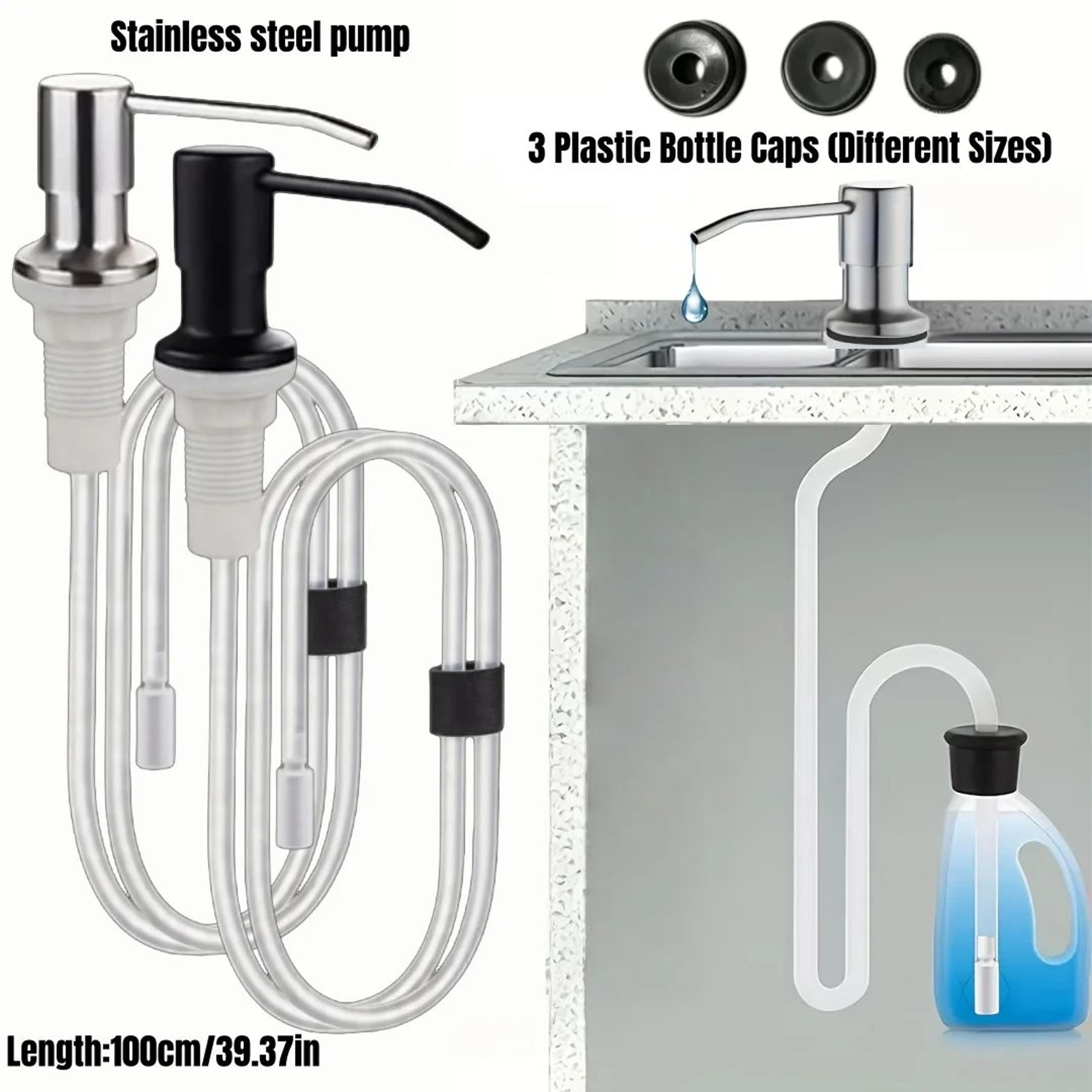 sink soap dispenser – stainless steel pump head with extension tube for kitchen dish soap & bathroom liquid dispensing