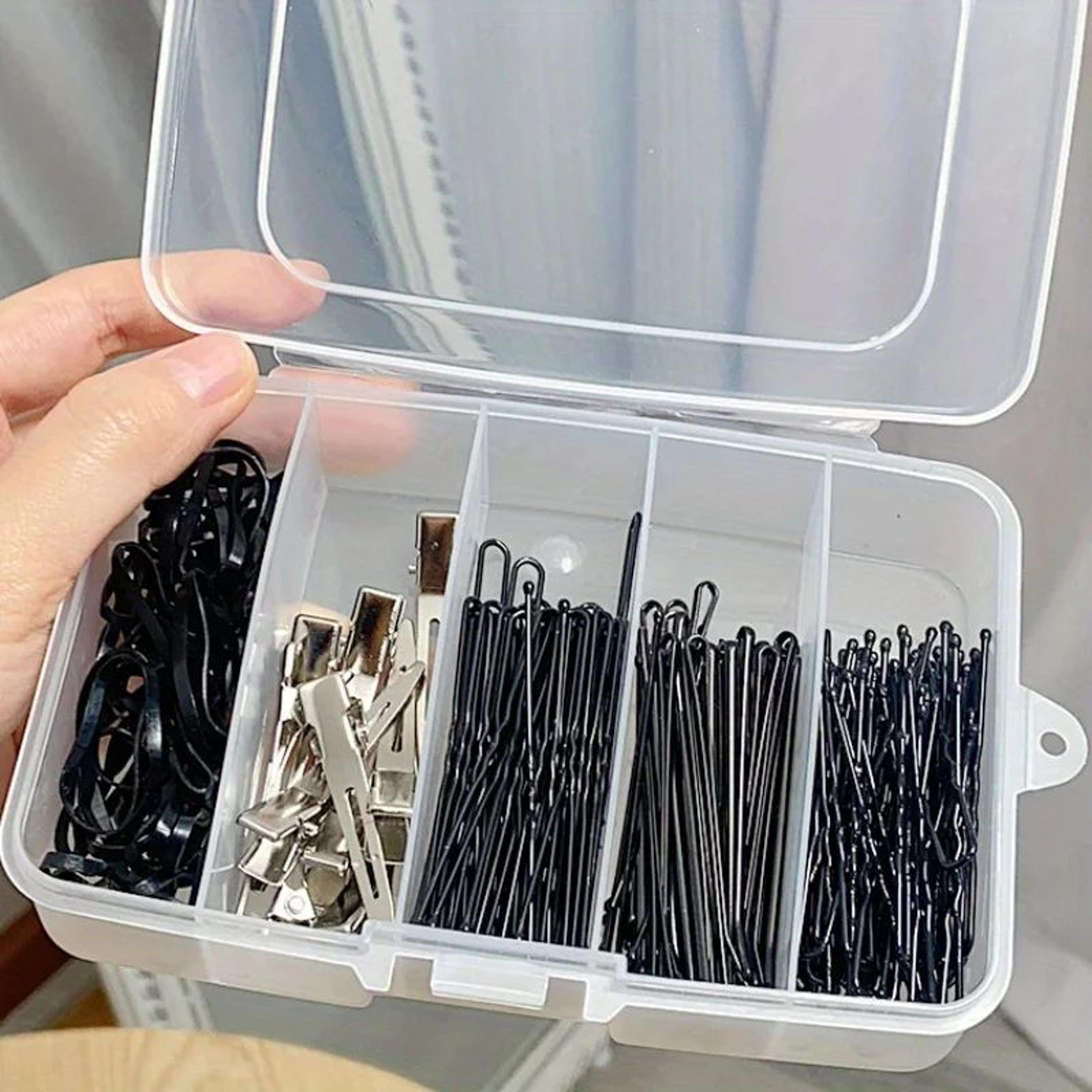 hair accessory storage box – portable 5/6 compartment organizer with buckle for hair ties clips and small beauty tools
