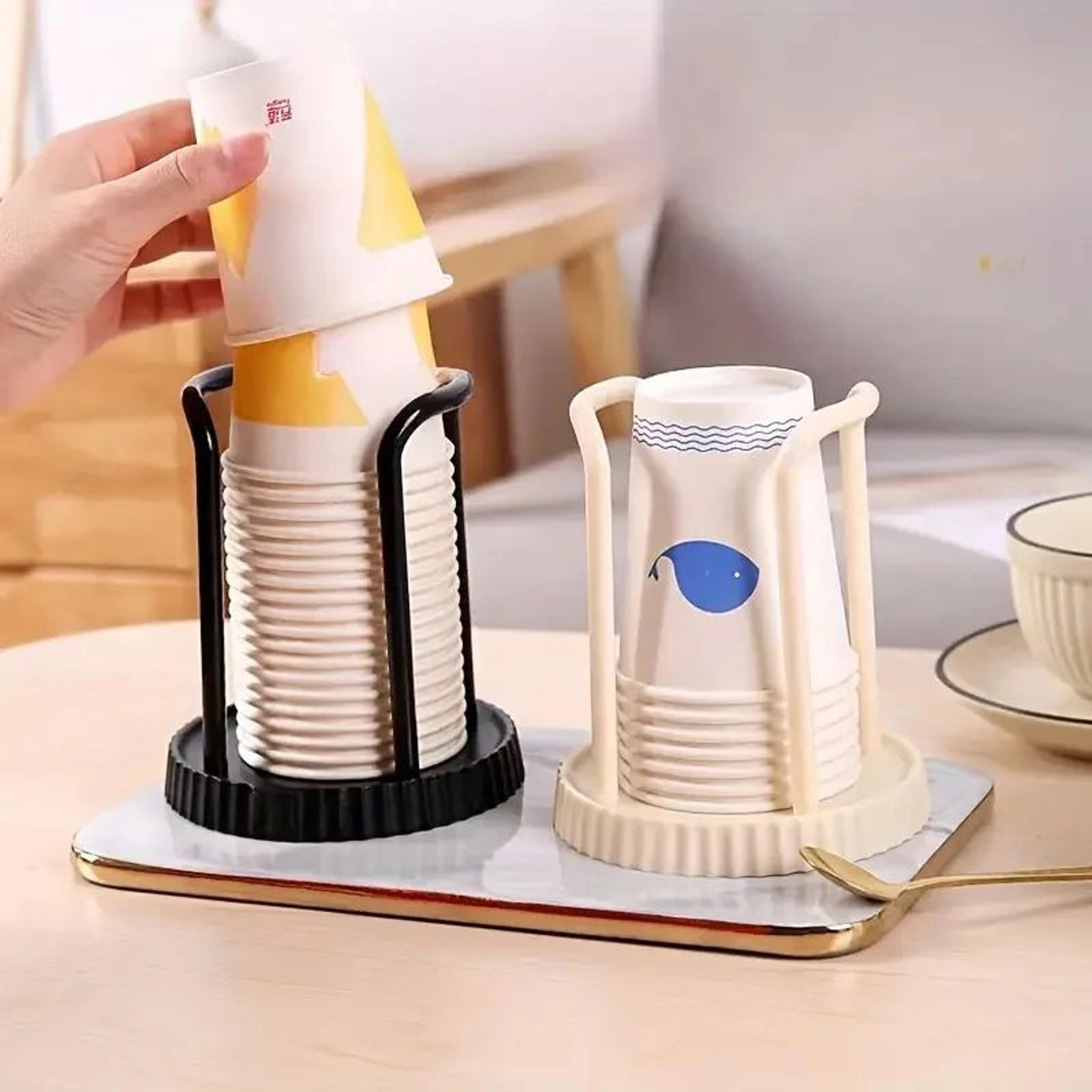 cup storage holder – plastic punch-free rack for water & tea cups, coffee mug display & tidy home desktop organization