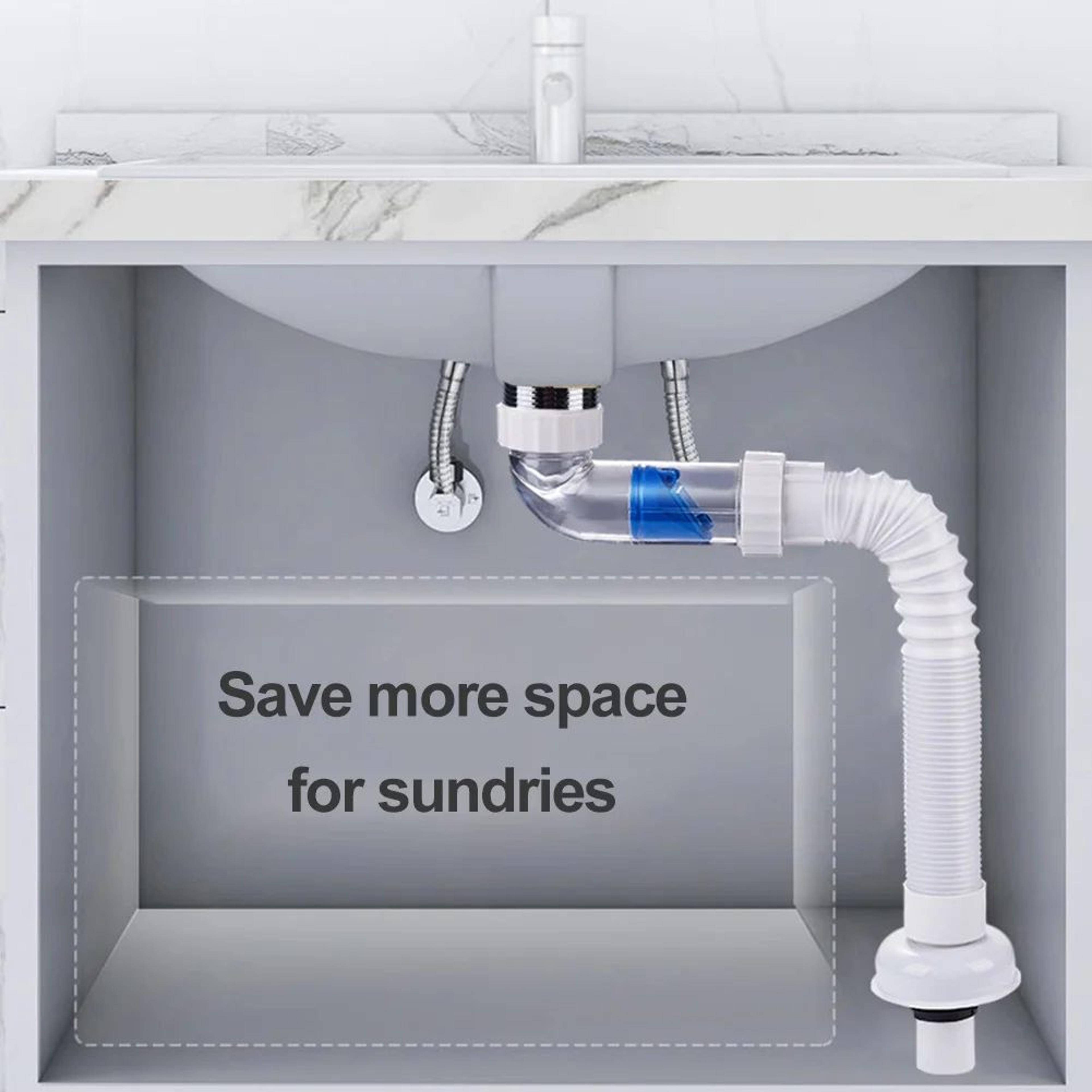 sink drain hose – g1-1/2 abs plastic siphon with 11.02–34.65 in adjustable length and 360° rotating pipe for alignment