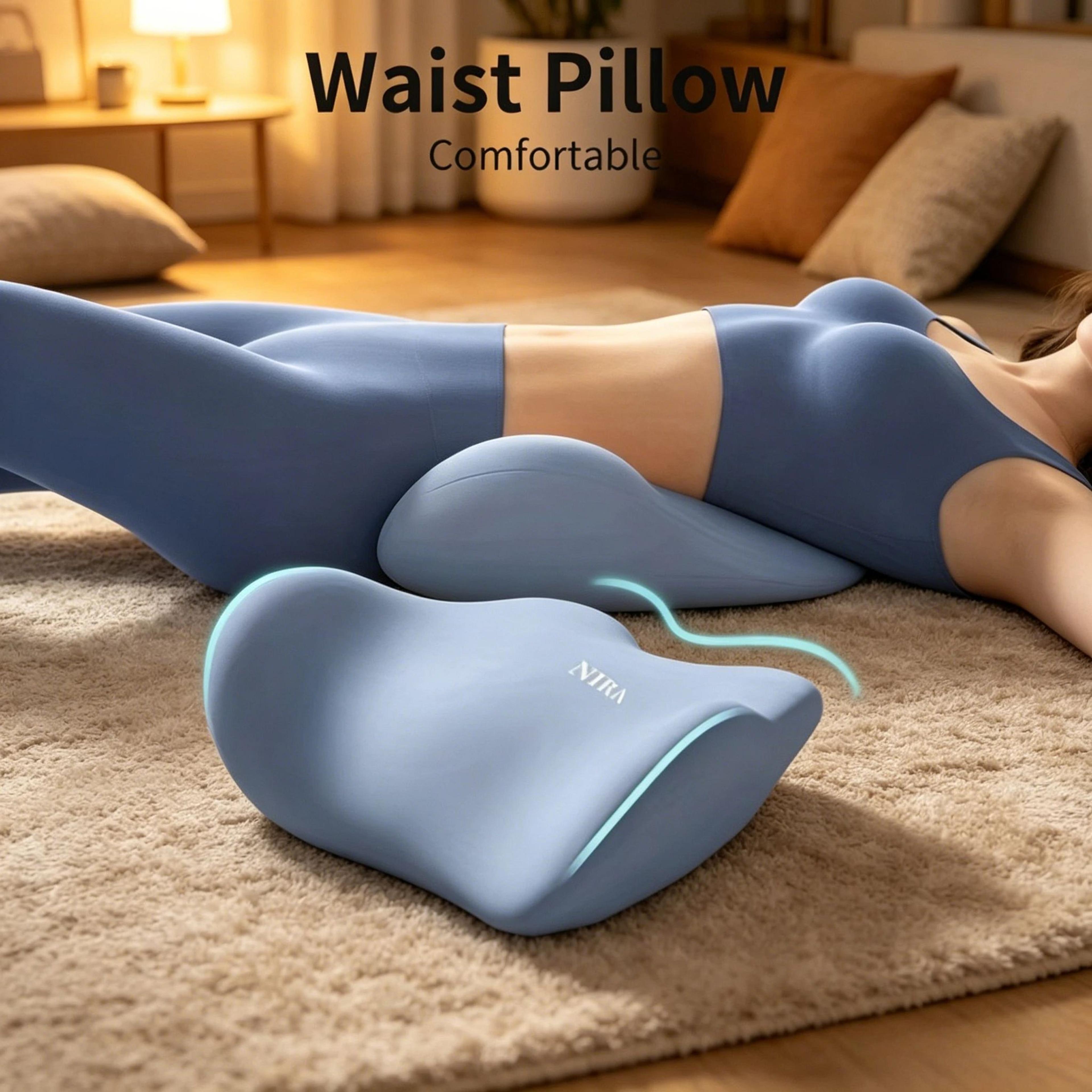 lumbar support pillow – memory foam back cushion with polyester cover for supportive office chair seating and bed rest