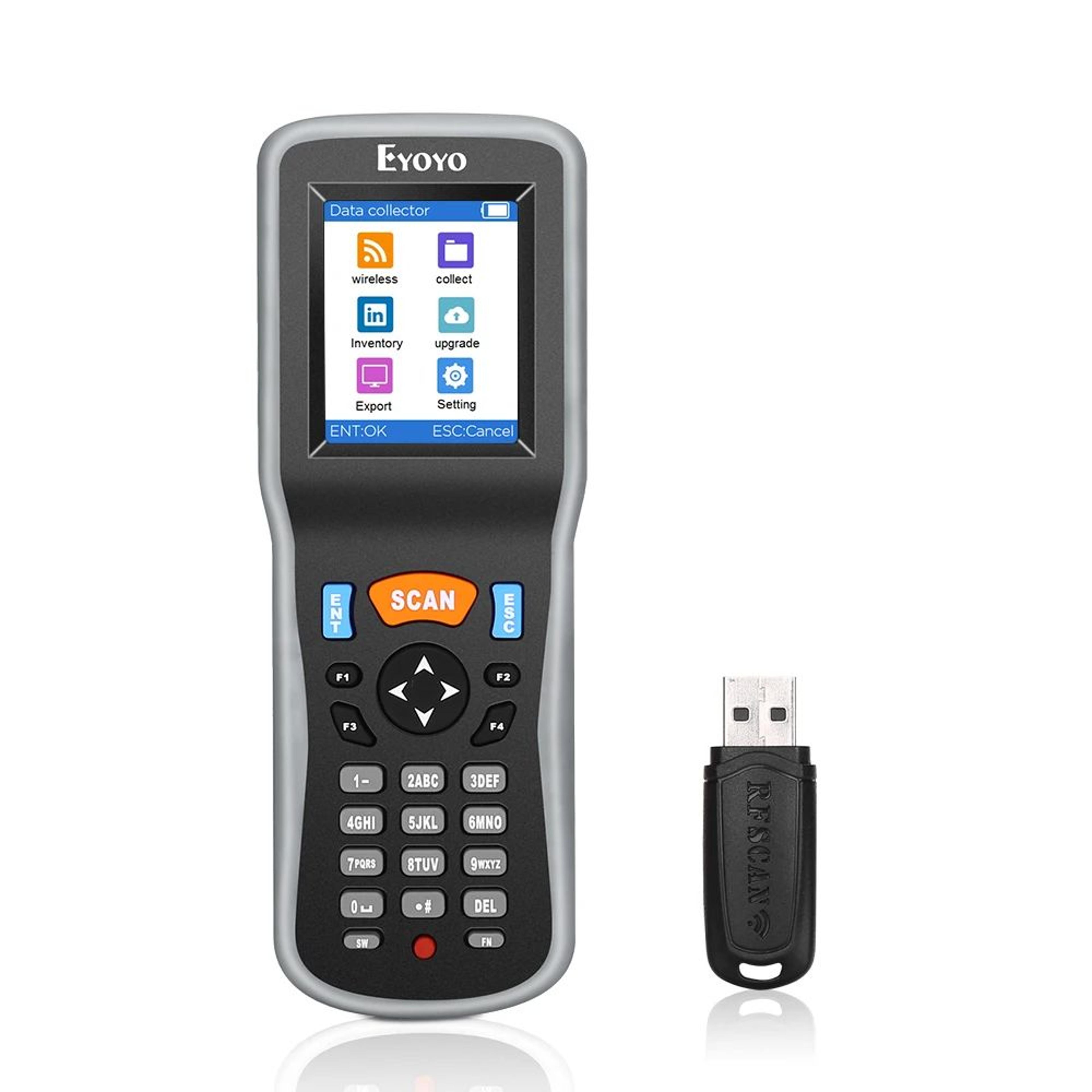 inventory barcode scanner – mobile 1d/2d qr data collector with 2.2 in color lcd, usb receiver and stock counting mode
