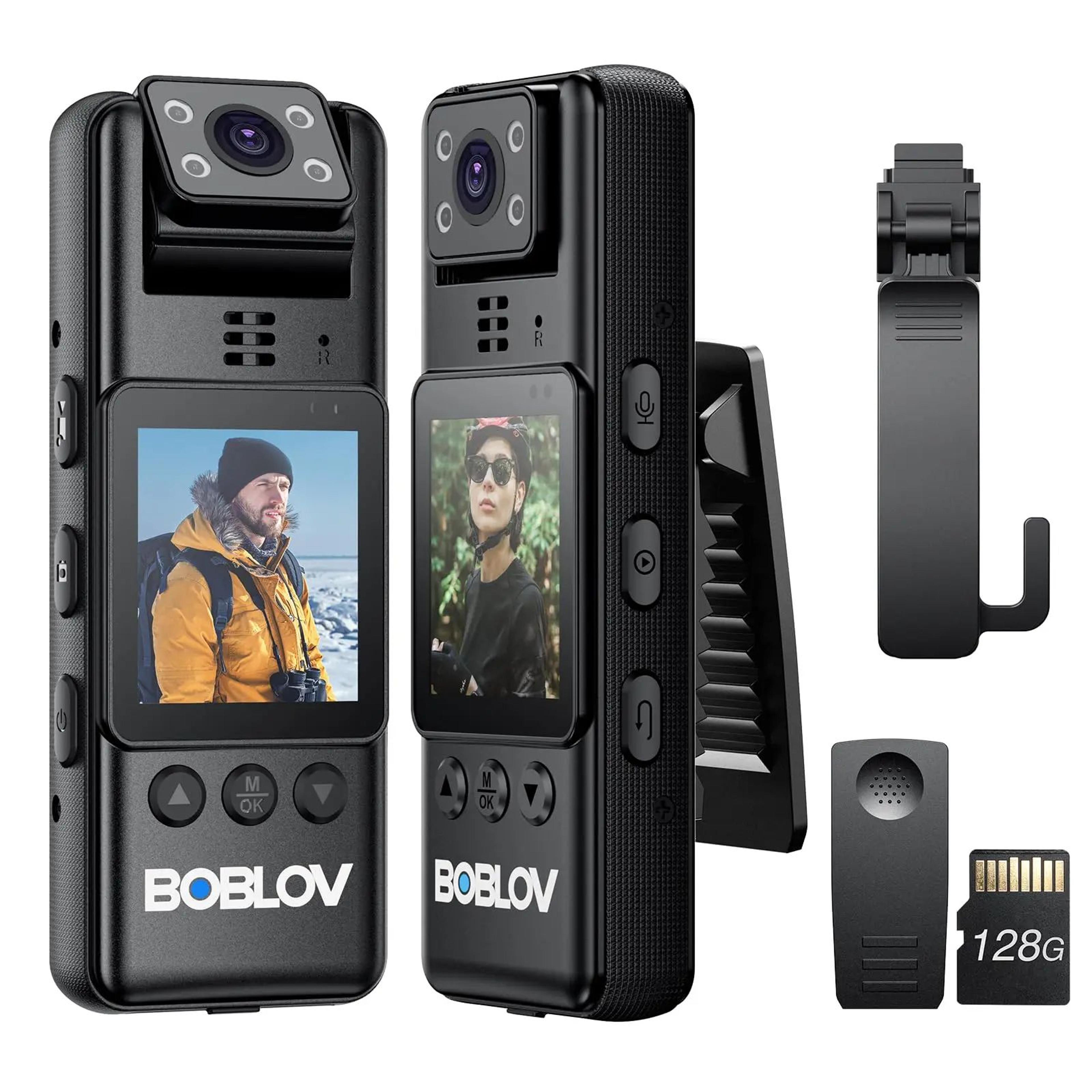 mini body camera – 1080p video with 180° rotating lens, ir night vision and 512 gb card support for portable recording